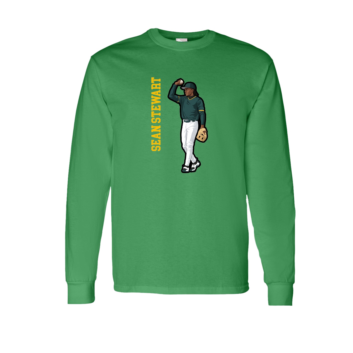 Long Sleeve Tee — Name Vertical in Green