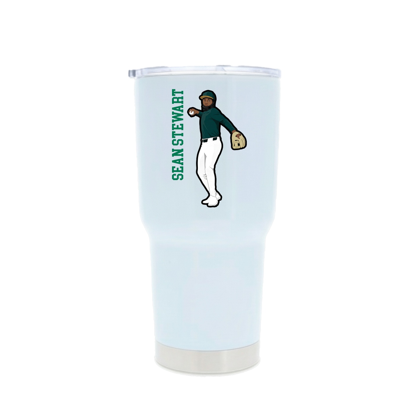 30oz Stainless Steel Tumbler — Name Vertical in White