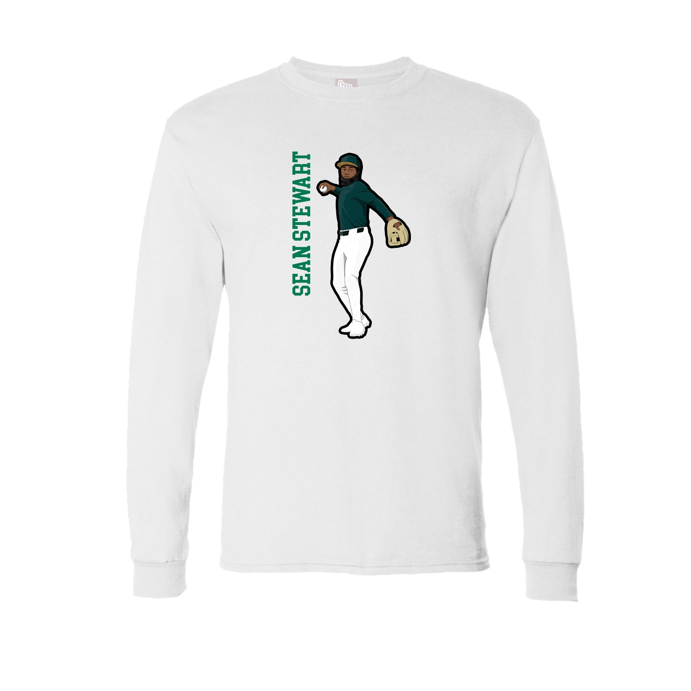 Long Sleeve Tee — Name Vertical in White