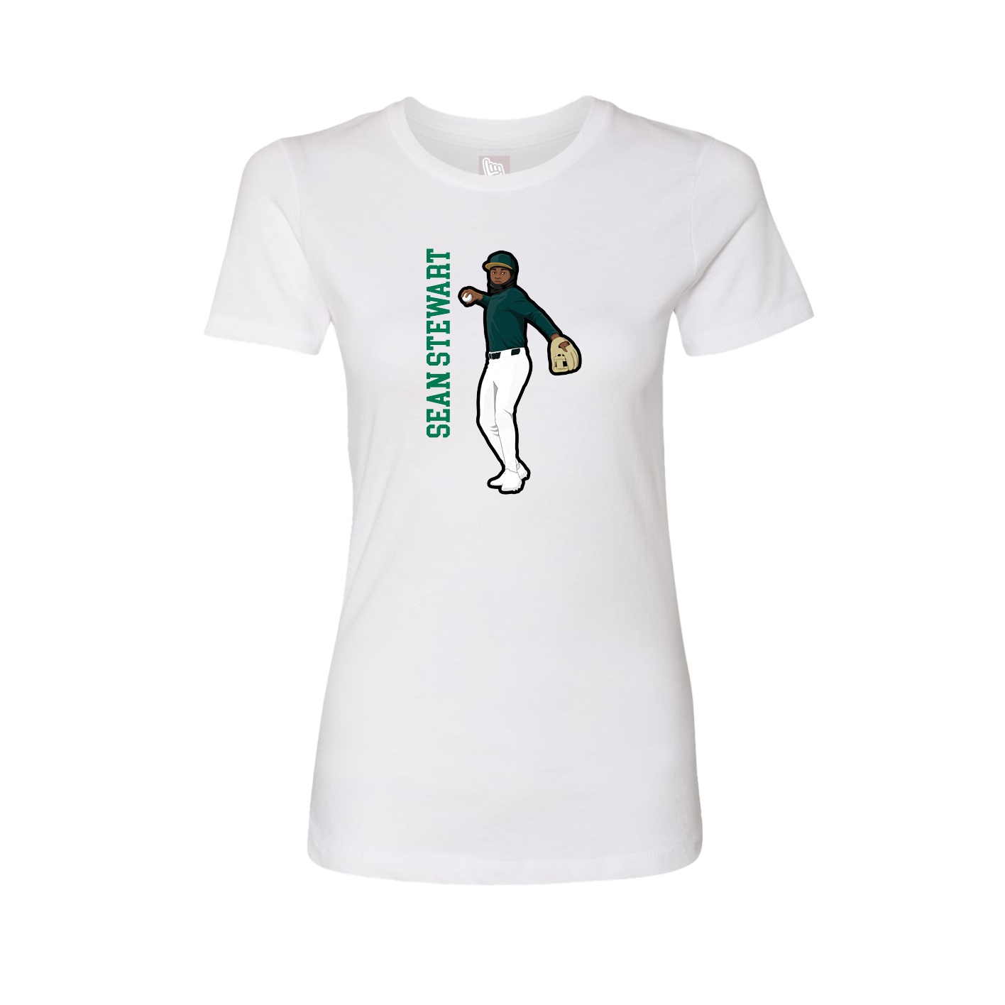Fitted Women's Tee — Name Vertical in White