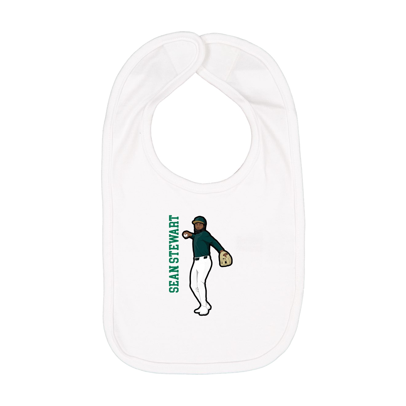 Infant Bib — Name Vertical in White