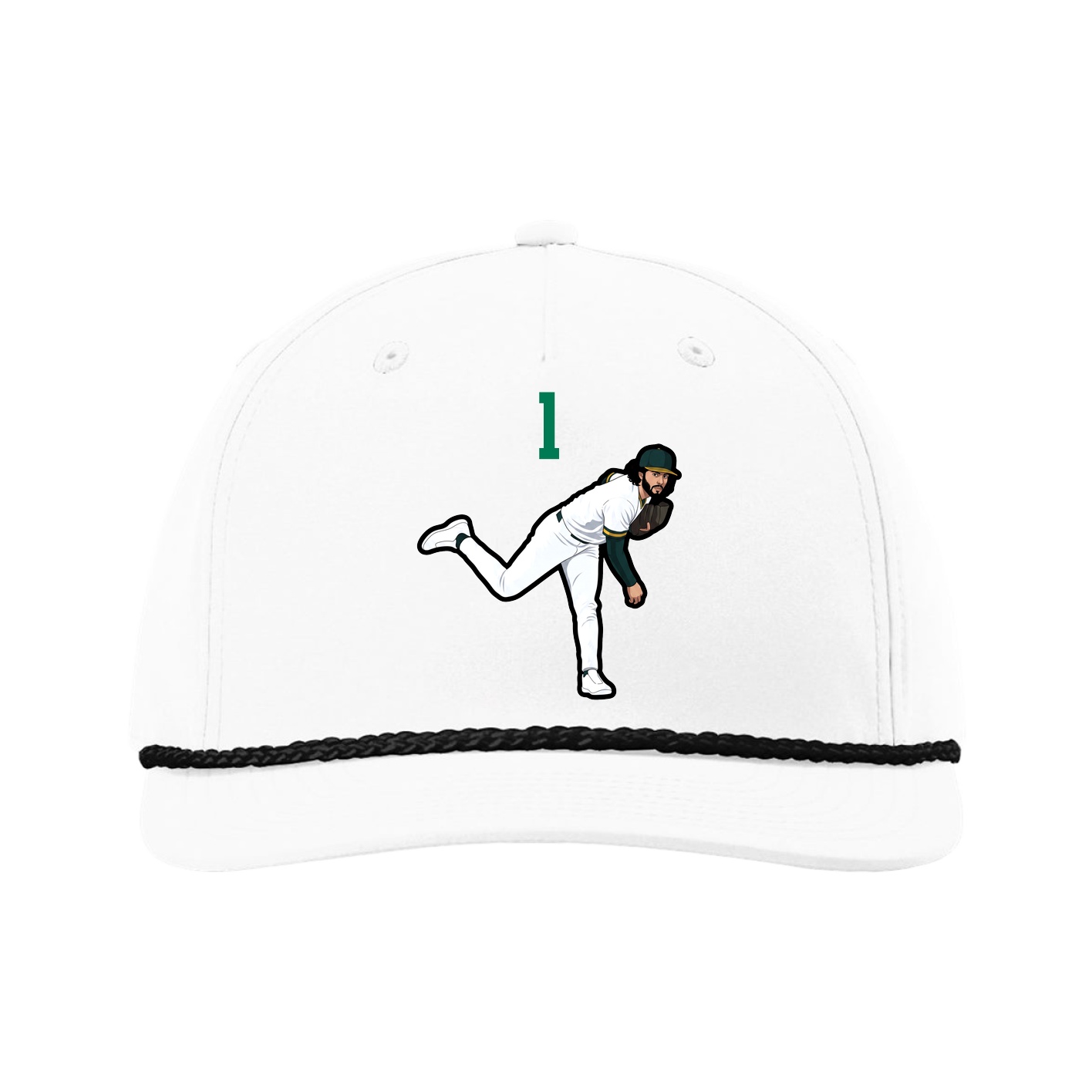 Five-Panel Classic Rope Cap — Number Top in White