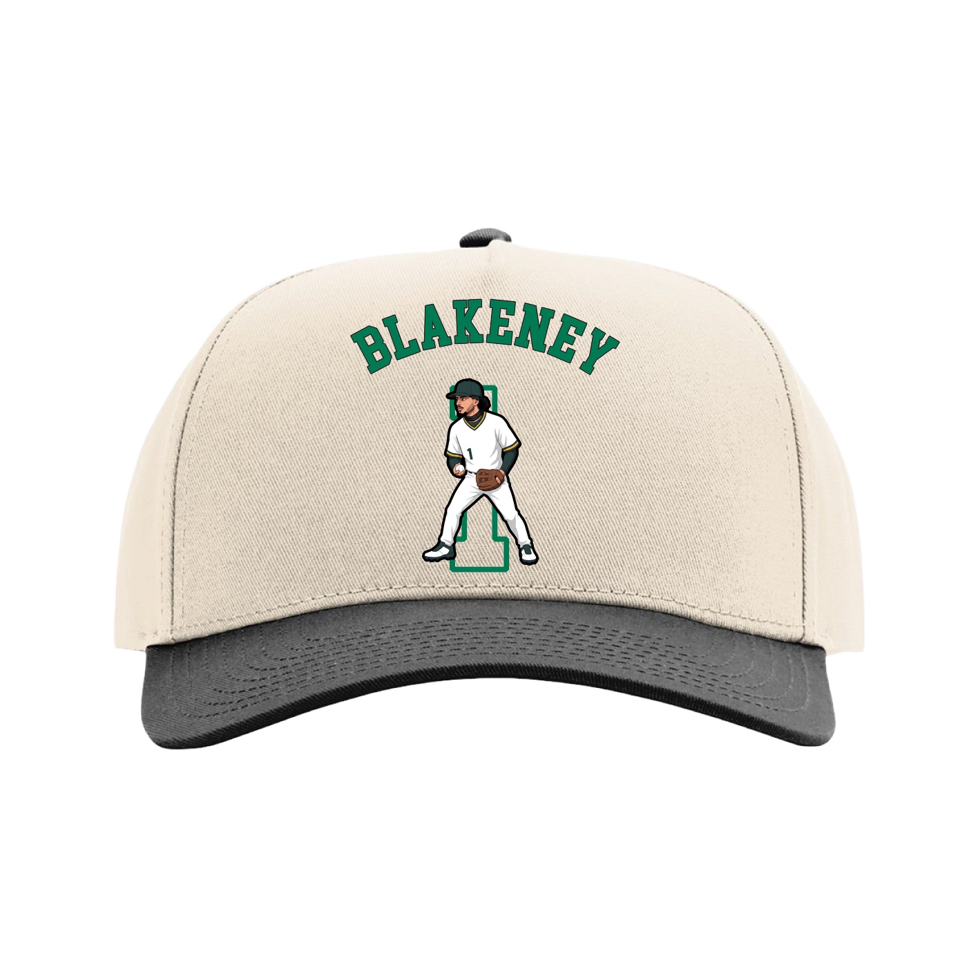 Full Fabric Five-Panel Champ Cap — Shirsey Arch in Cream/Black