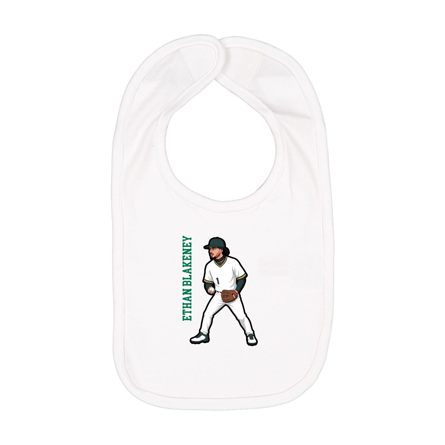 Infant Bib — Name Vertical in White