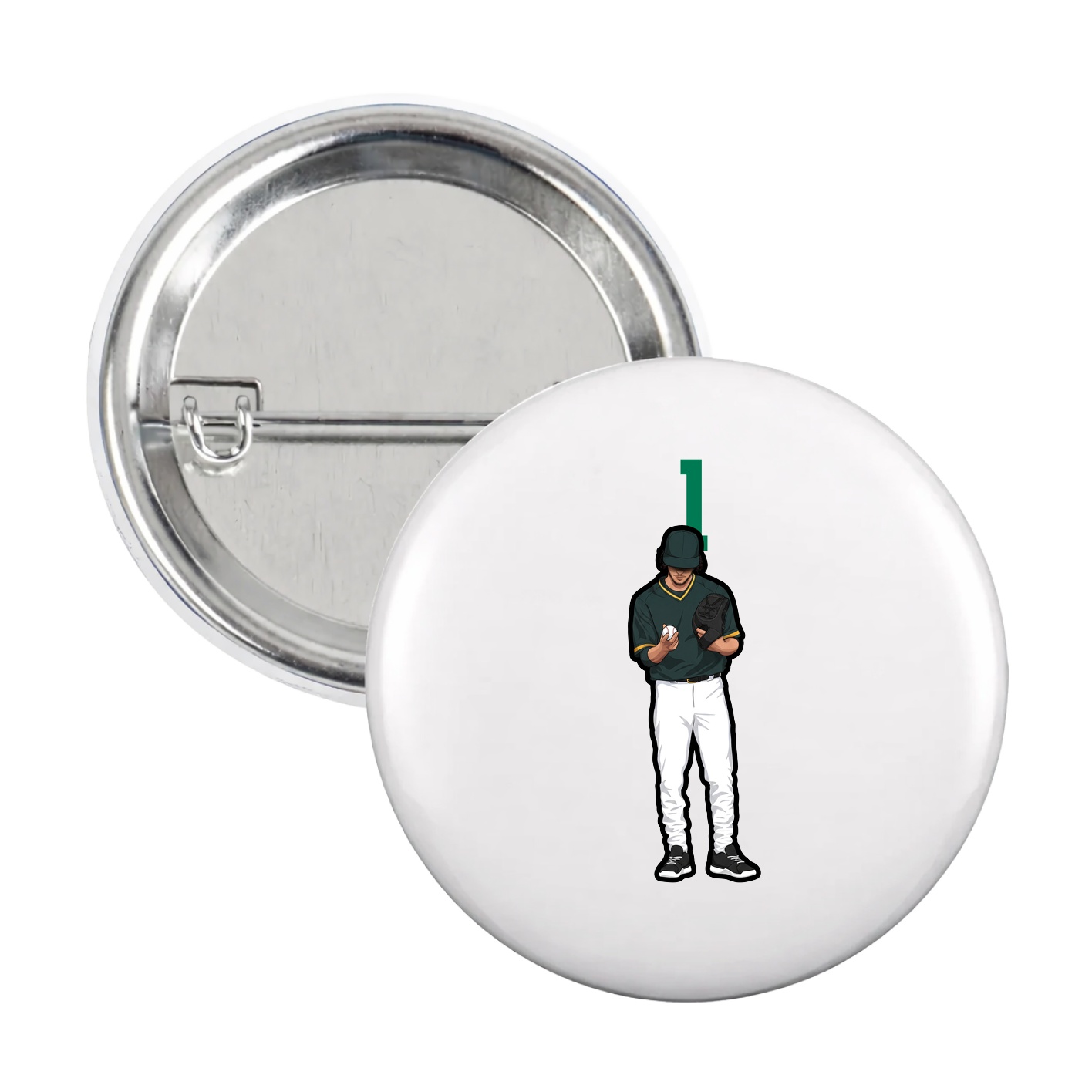 Game Day Button — Number Top in White