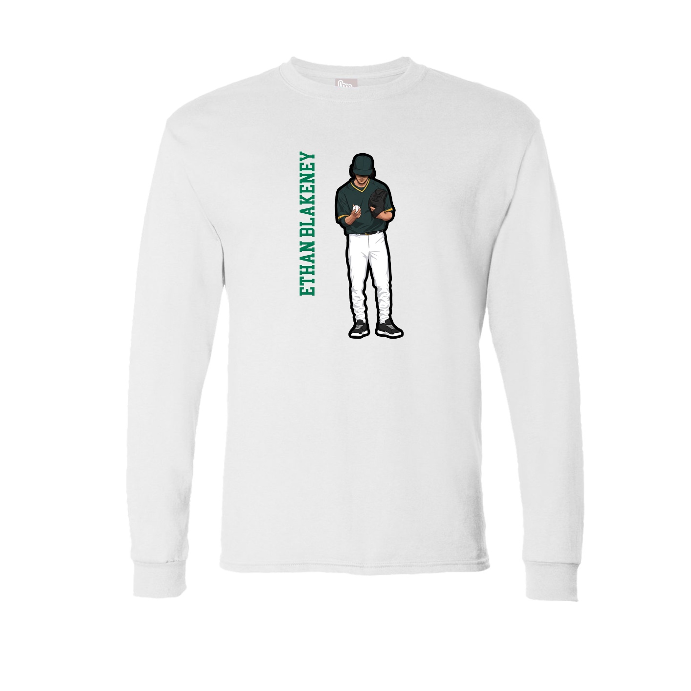 Long Sleeve Tee — Name Vertical in White