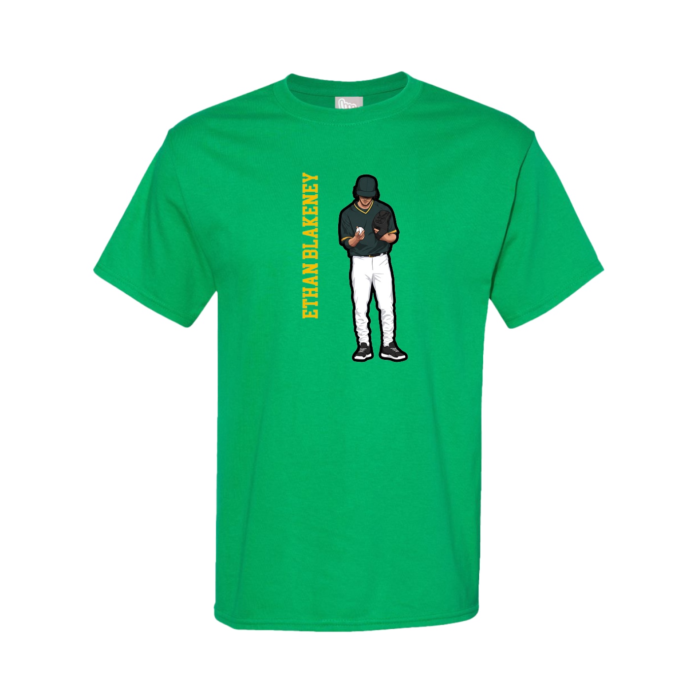 Youth Tee — Name Vertical in Green