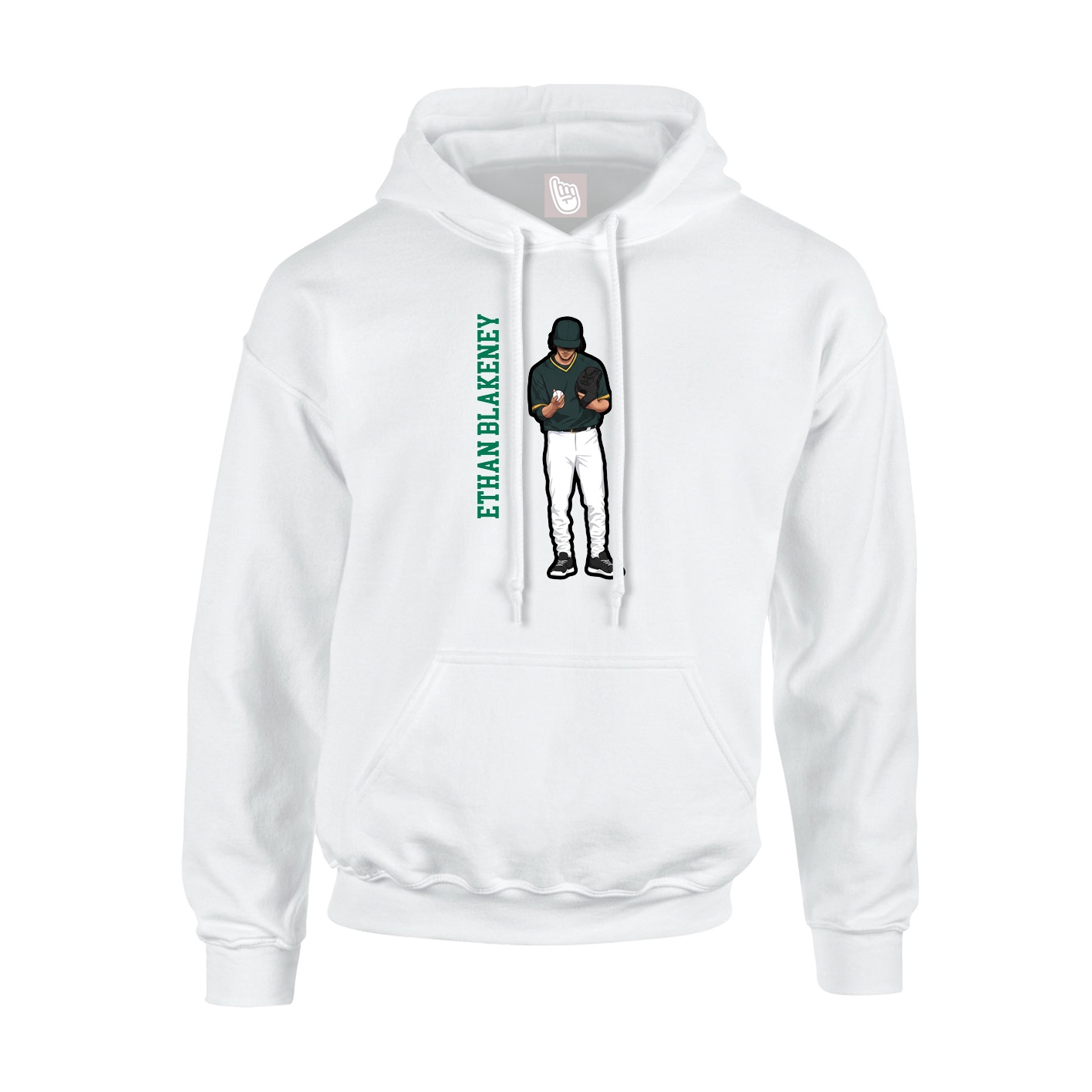 Youth Hoodie — Name Vertical in White