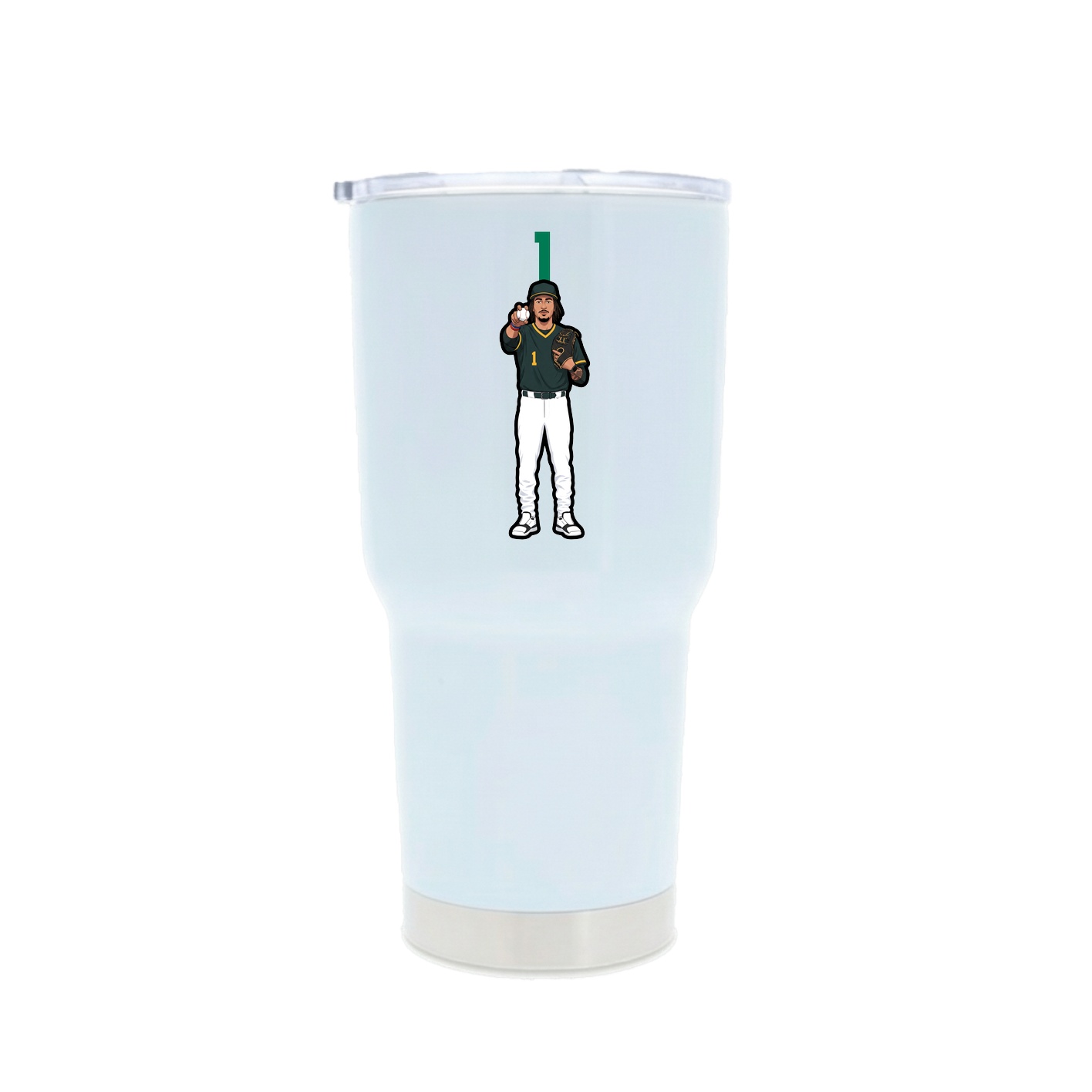 30oz Stainless Steel Tumbler — Number Top in White