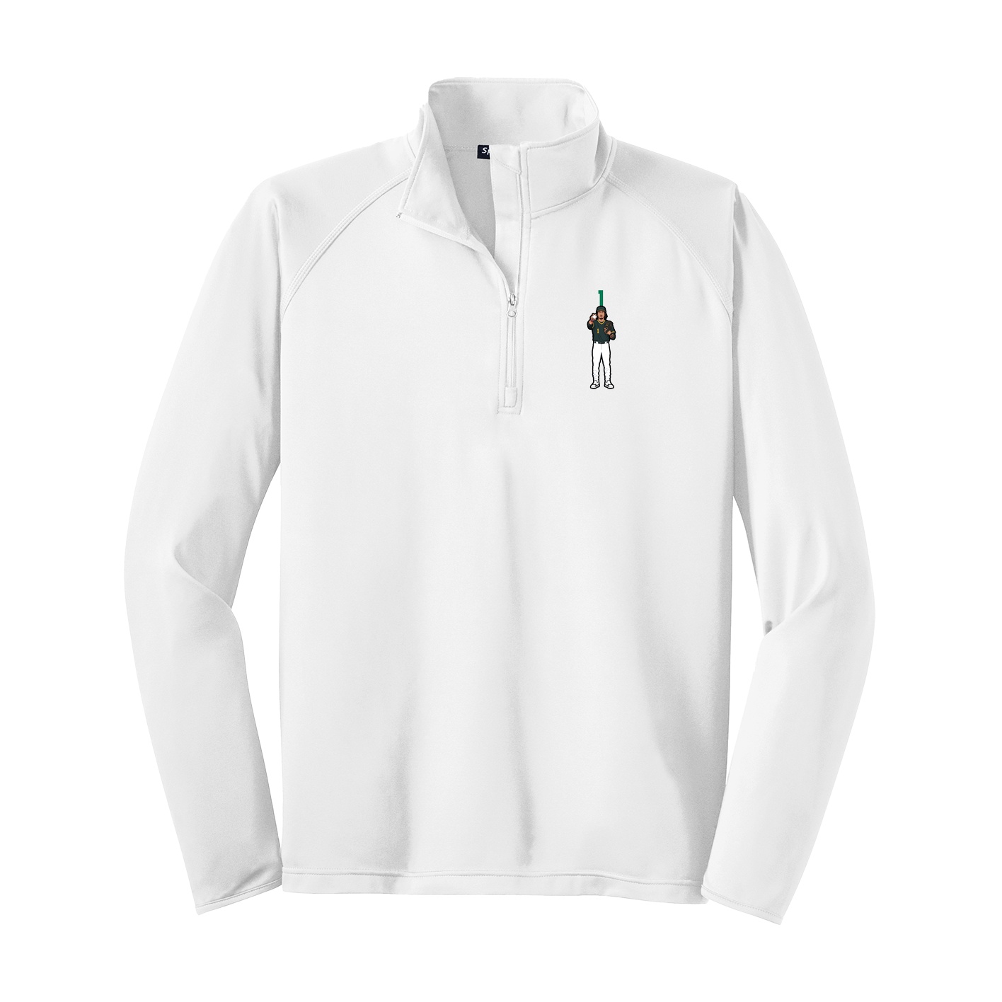 Q-Zip Pullover — Number Top in White