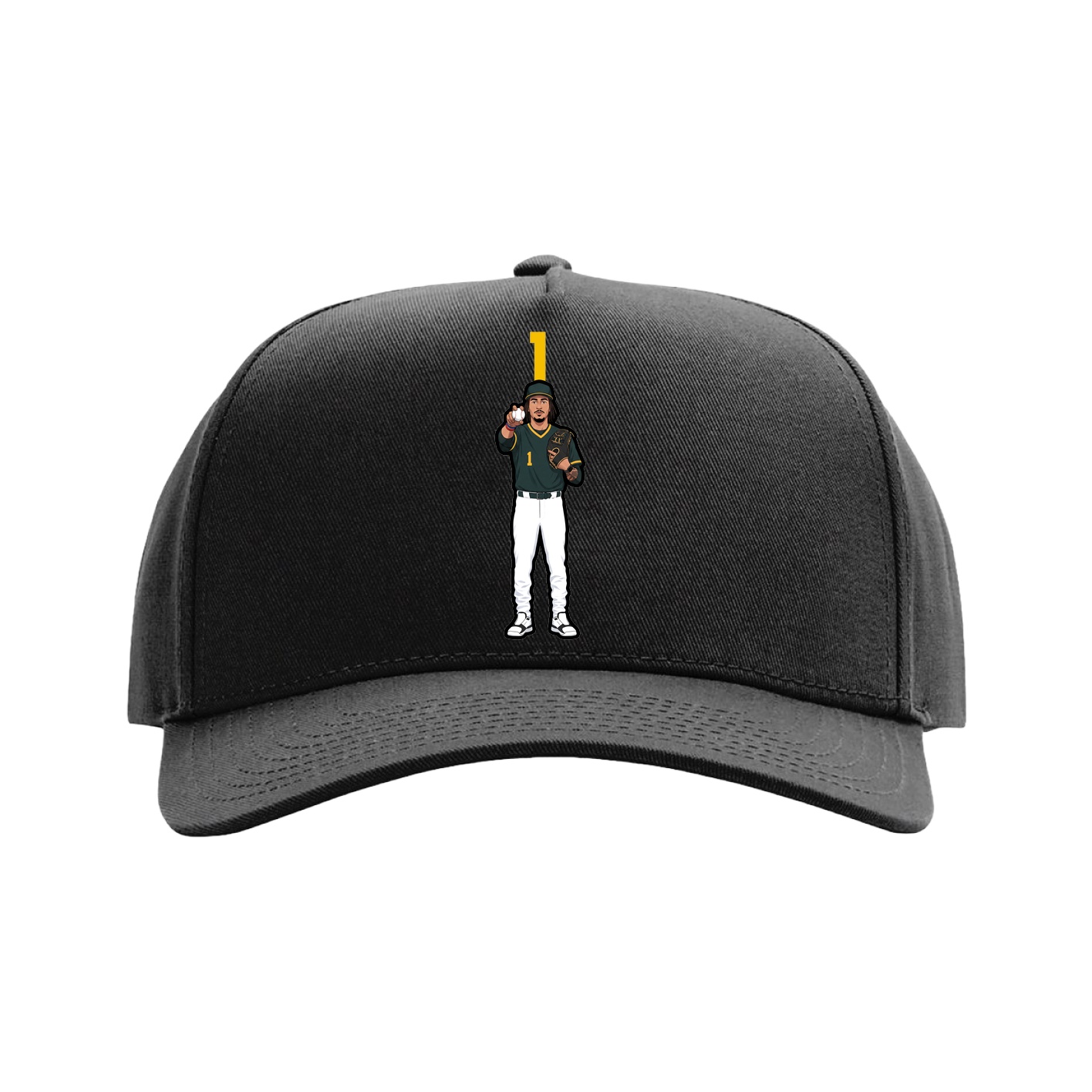 Full Fabric Five-Panel Champ Cap — Number Top in Black