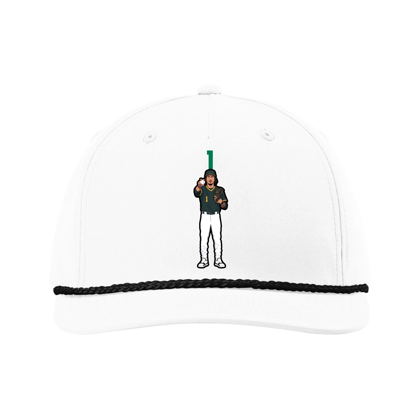 Five-Panel Classic Rope Cap — Number Top in White