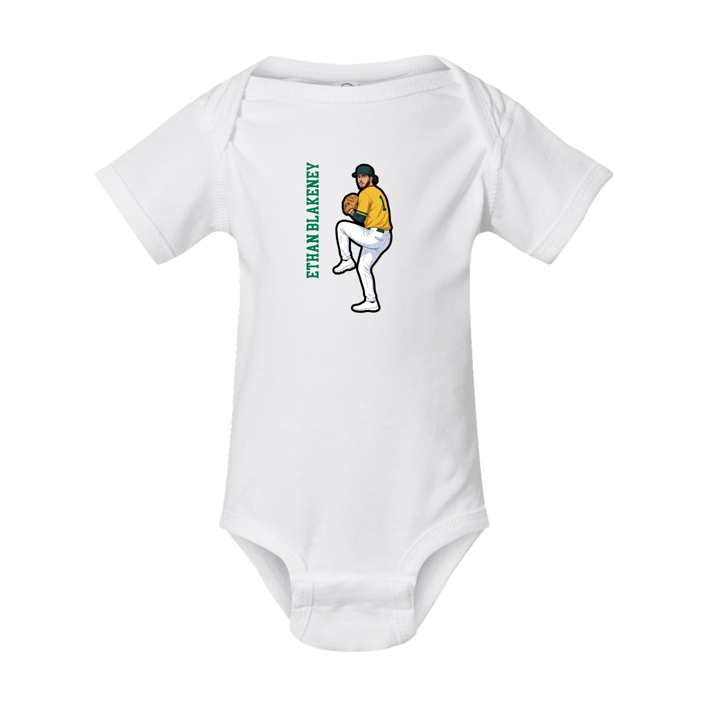 Baby Onesie — Name Vertical in White