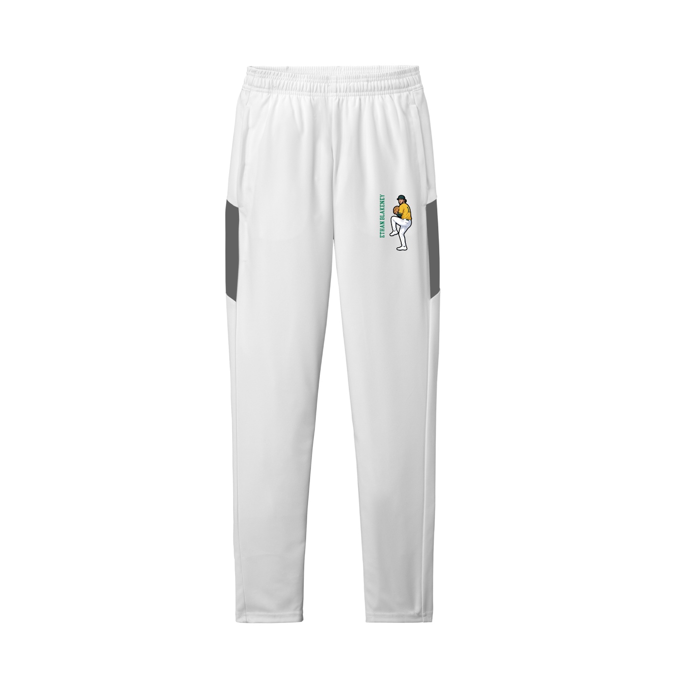 Team Travel Pant — Name Vertical in White/Grey