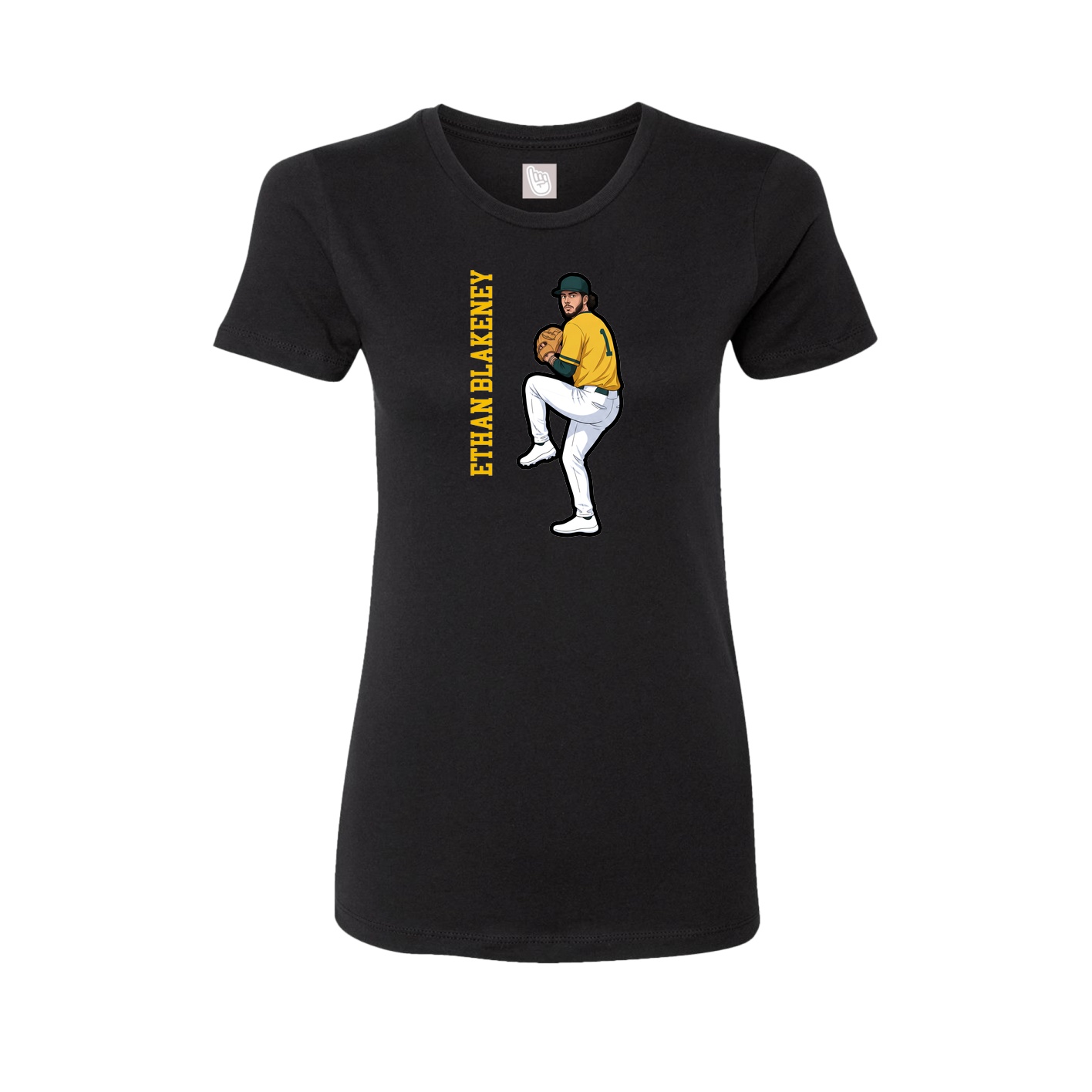 Womens Tee — Name Vertical in Black