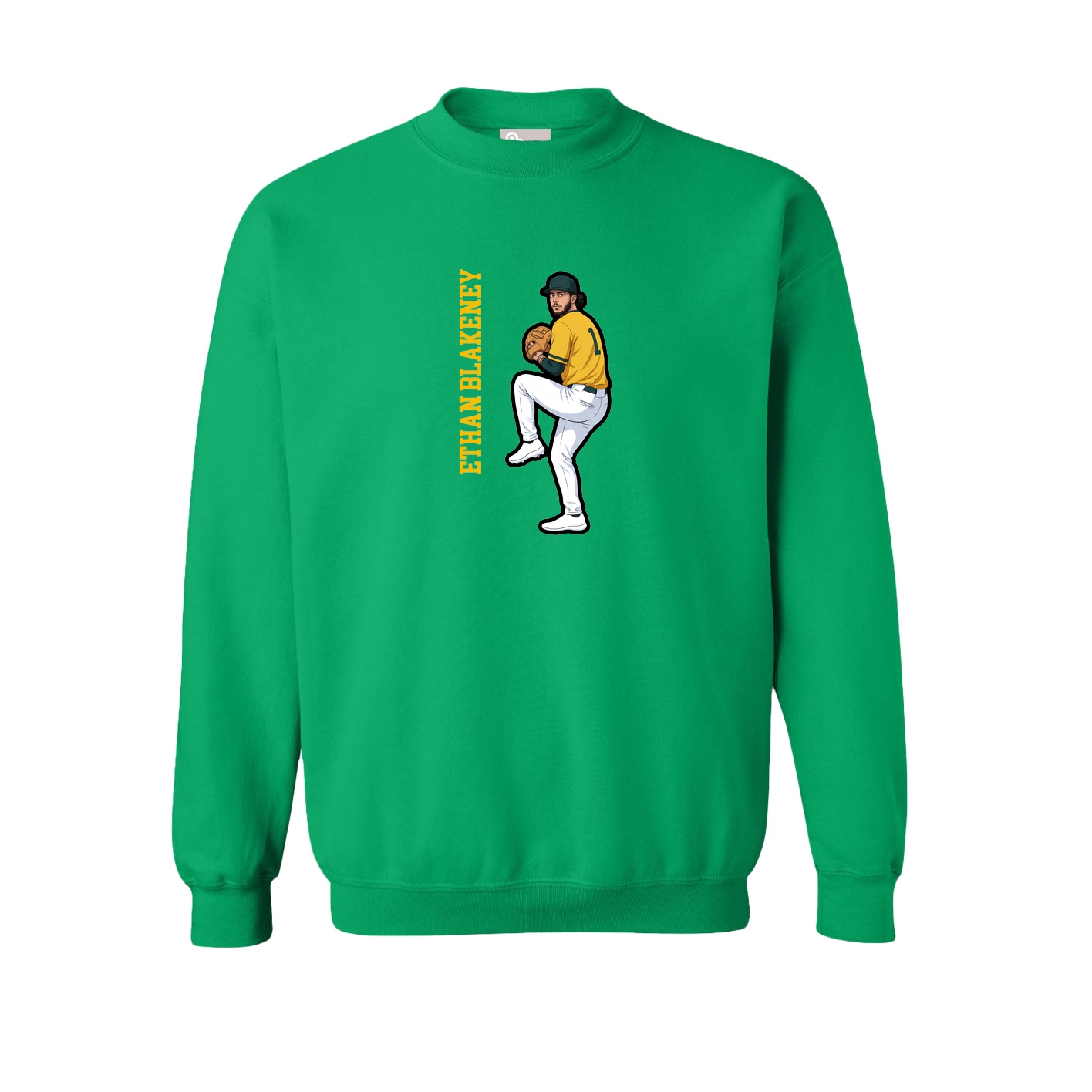 Fleece Crew — Name Vertical in Green