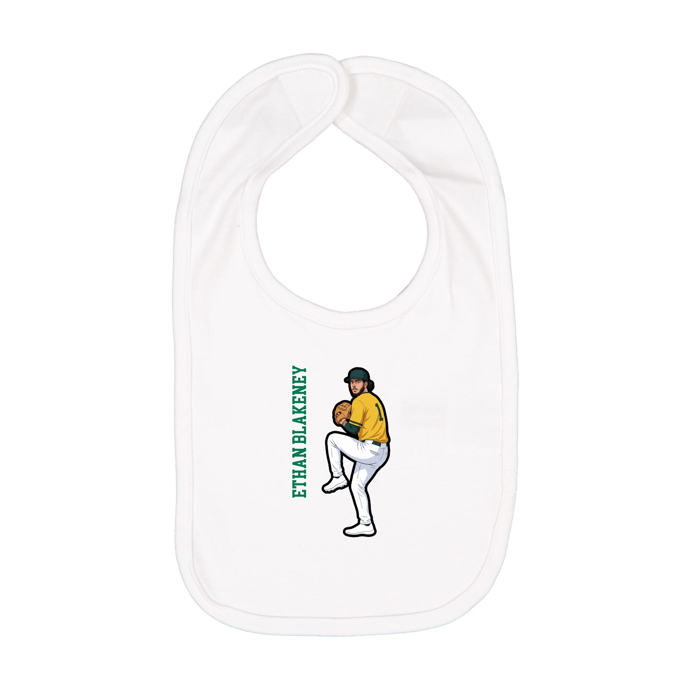 Infant Bib — Name Vertical in White