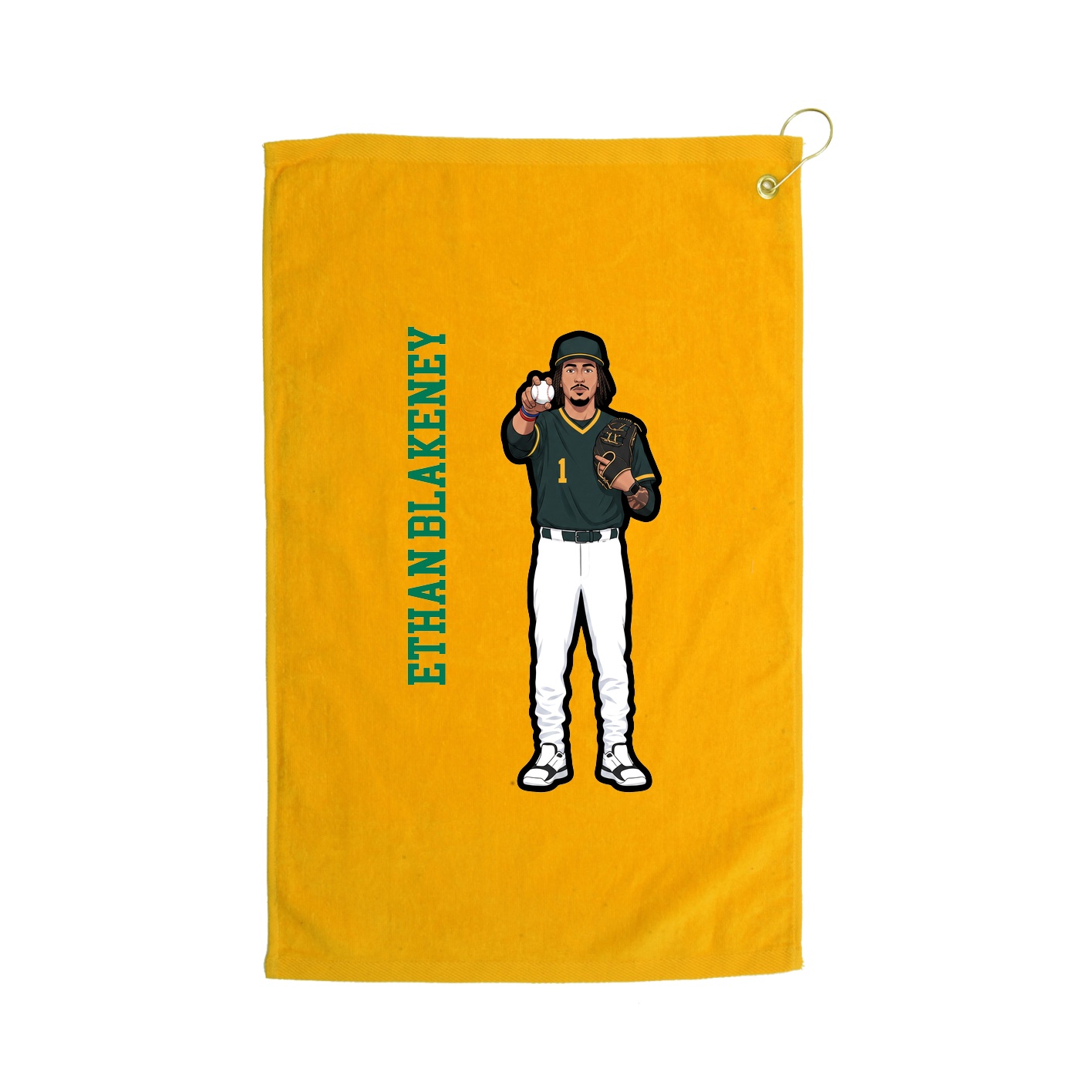 Golf Towel — Name Vertical in Gold
