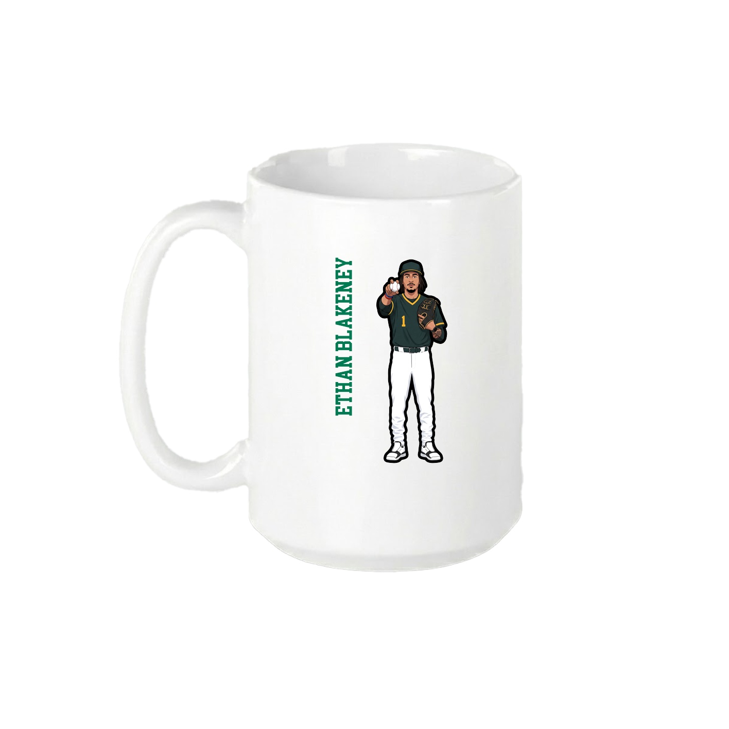 15oz Coffee Mug — Name Vertical in White
