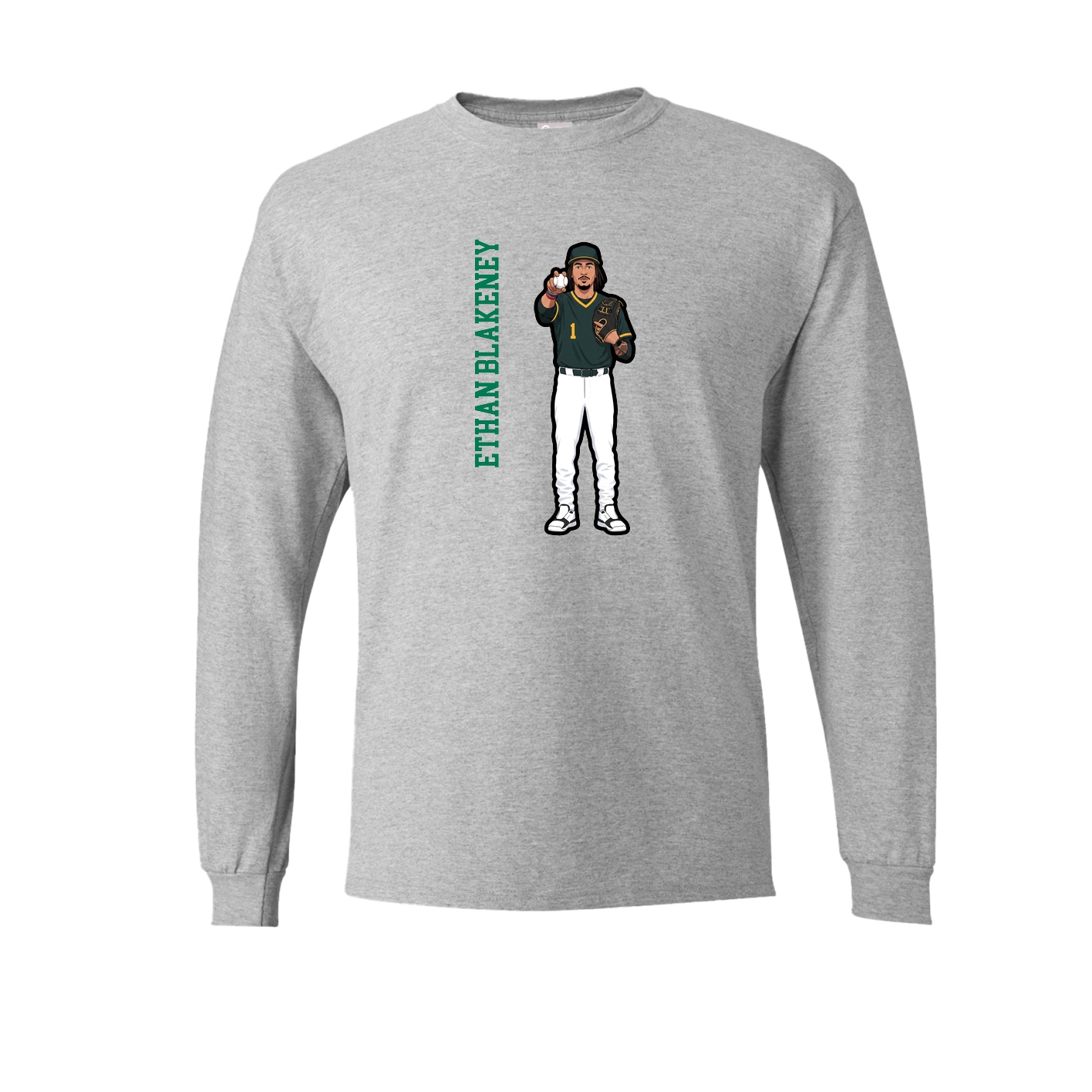 Long Sleeve Tee — Name Vertical in Grey