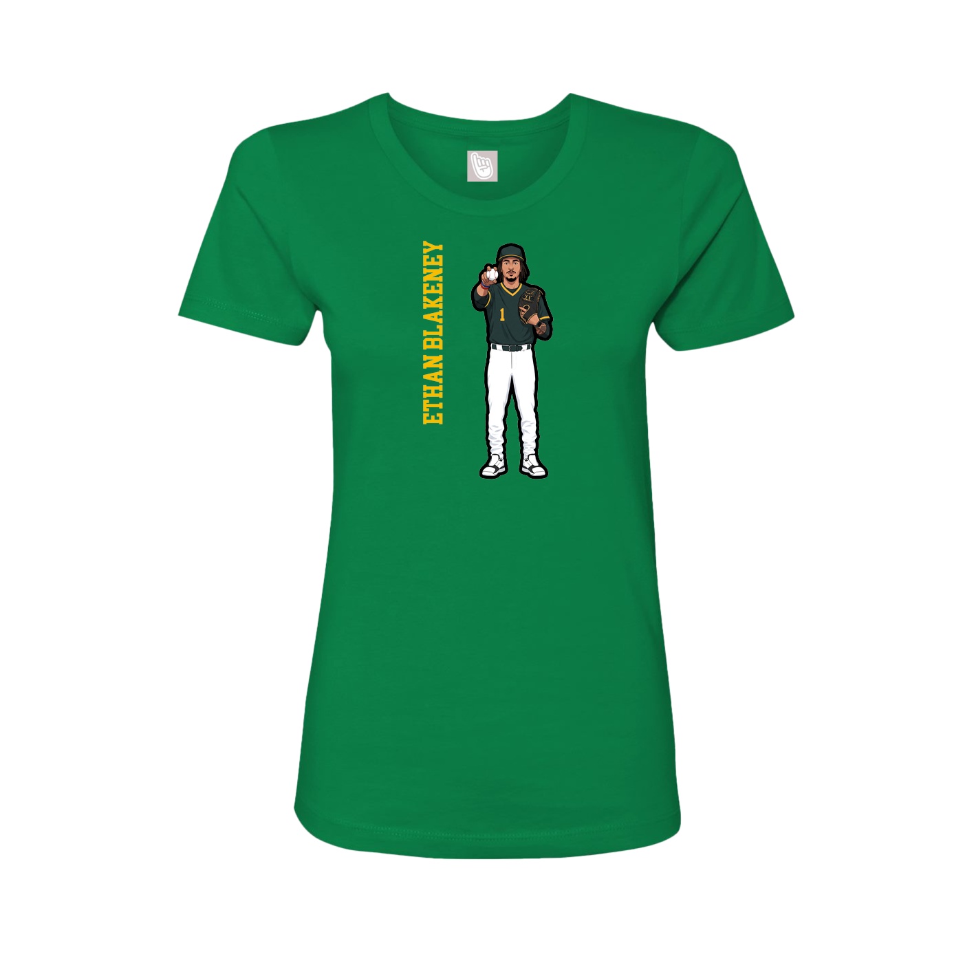 Womens Tee — Name Vertical in Green