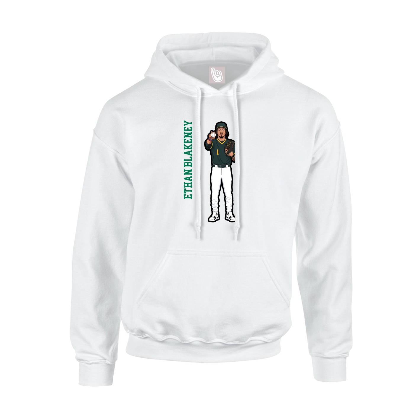 Youth Hoodie — Name Vertical in White