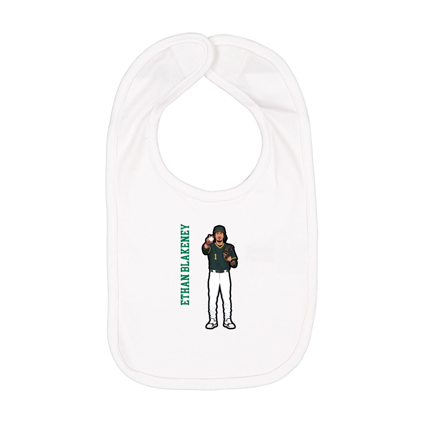 Infant Bib — Name Vertical in White