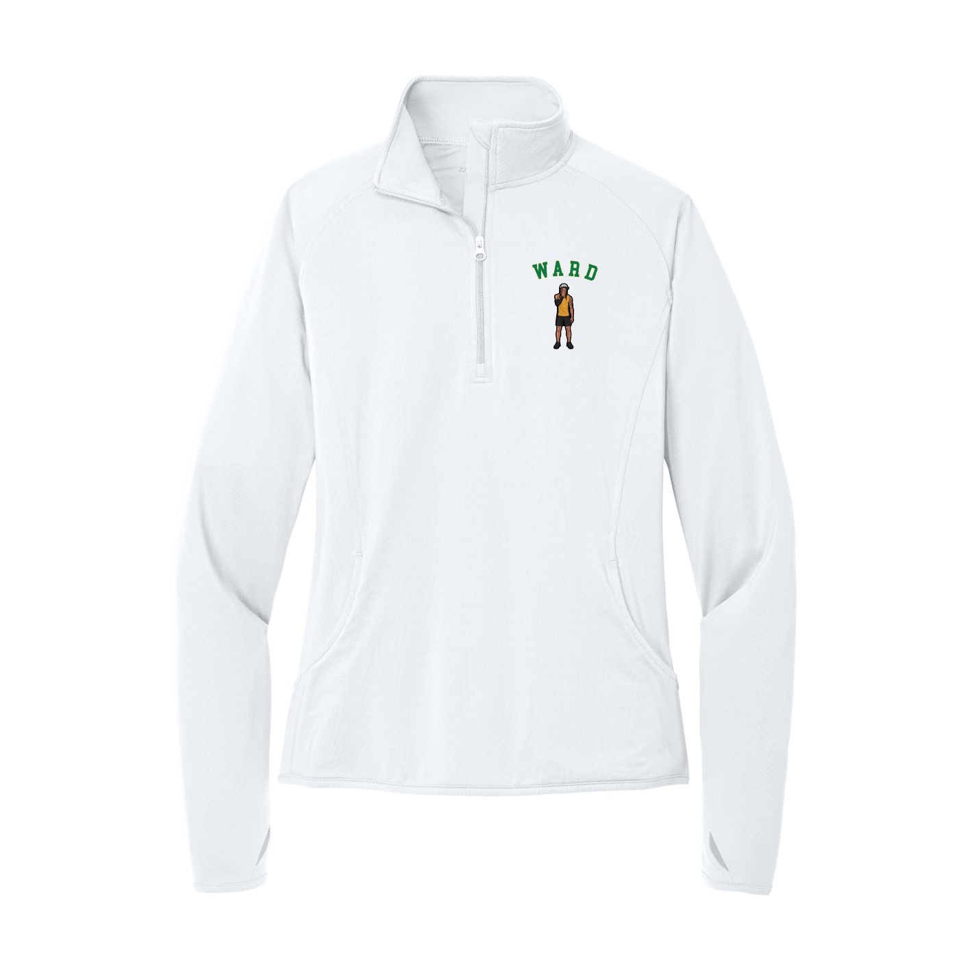 Women's Q-Zip Pullover — Shirsey Arch in White