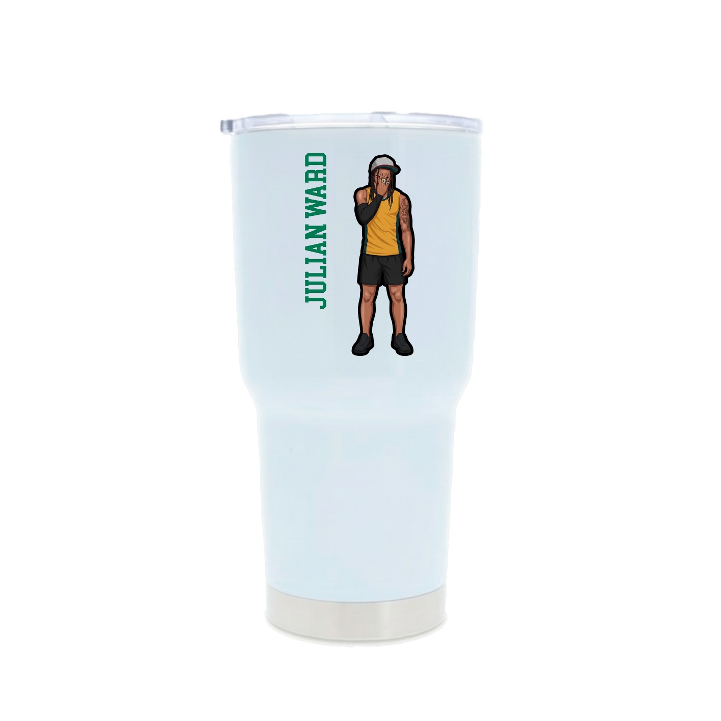30oz Stainless Steel Tumbler — Name Vertical in White