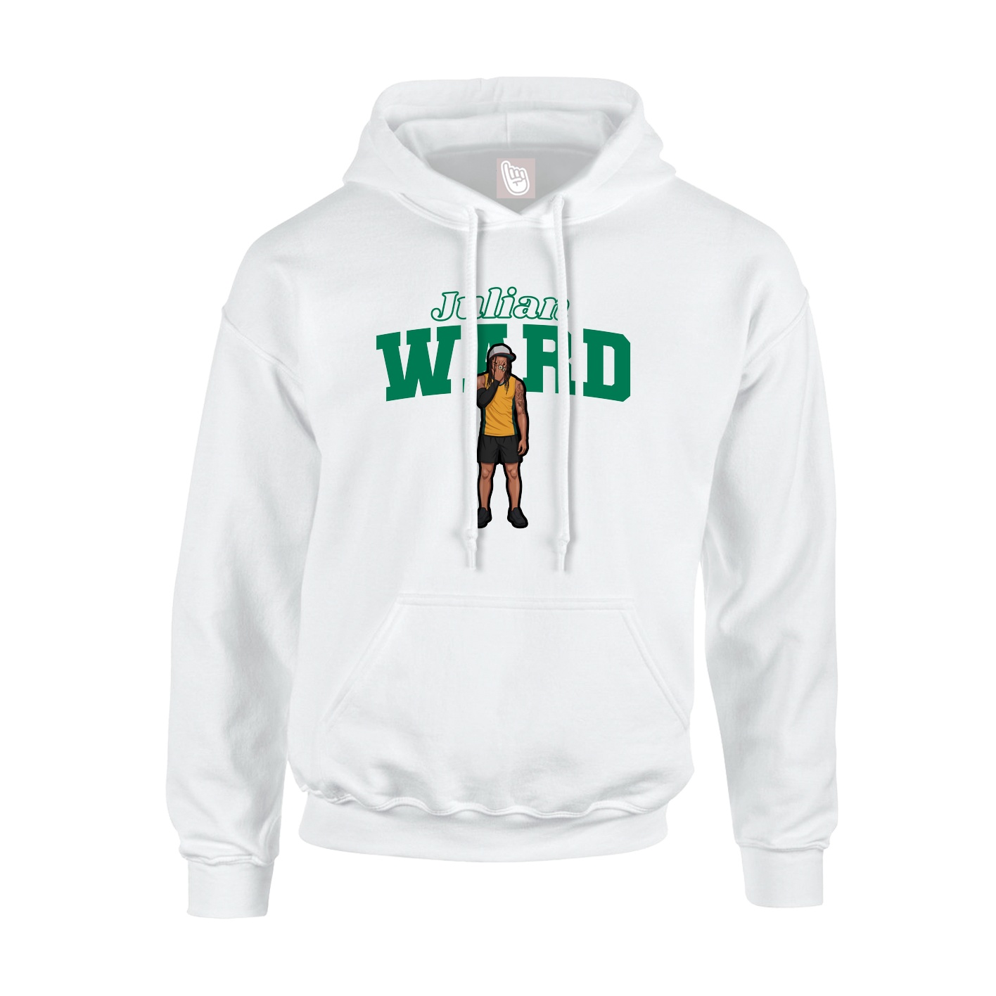Youth Hoodie — Name Arch in White
