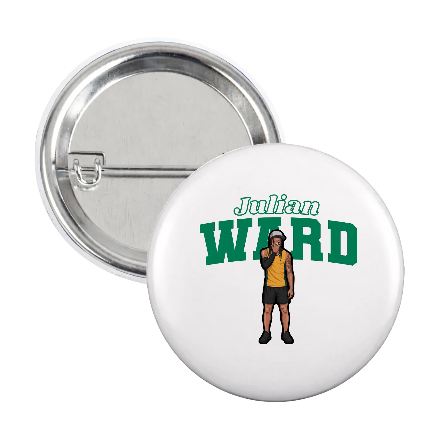 Game Day Button — Name Arch in White