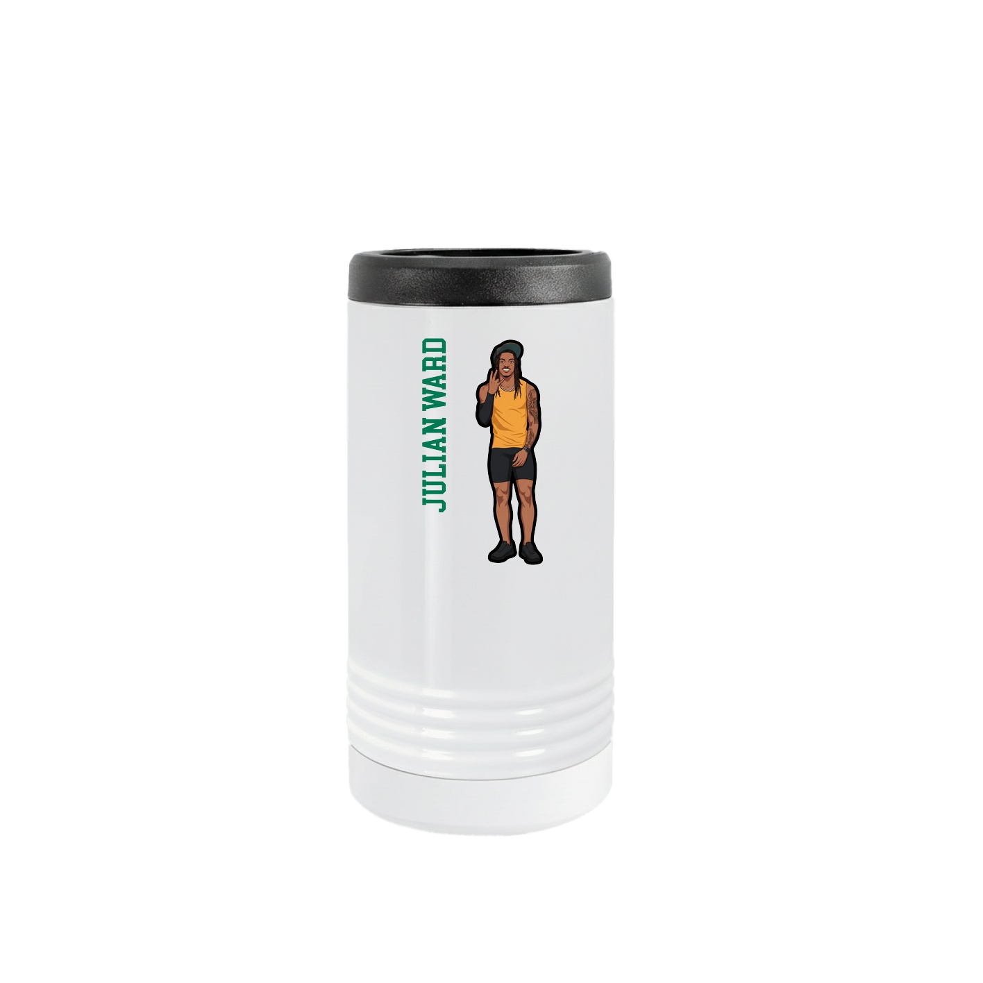 Slim Beverage Holder — Name Vertical in White