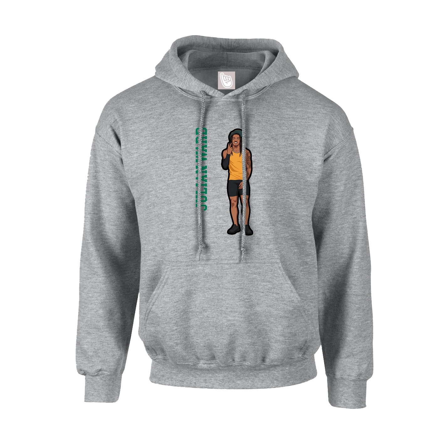 Youth Hoodie — Name Vertical in Grey