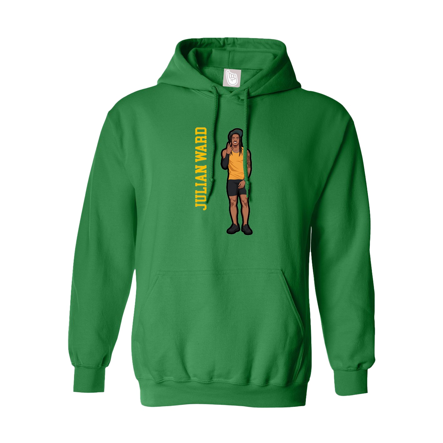Youth Hoodie — Name Vertical in Green