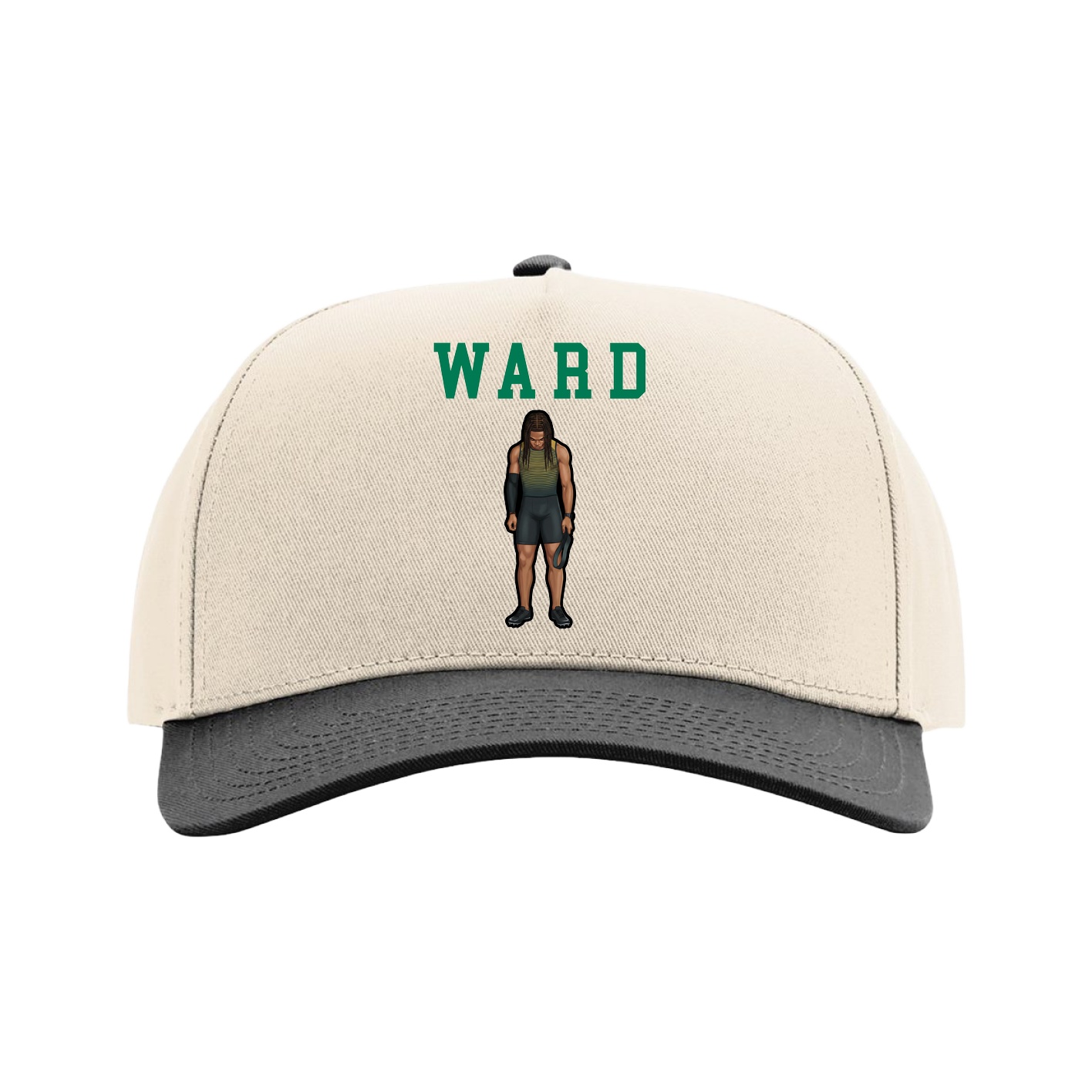 Full Fabric Five-Panel Champ Cap — Shirsey in Cream/Black