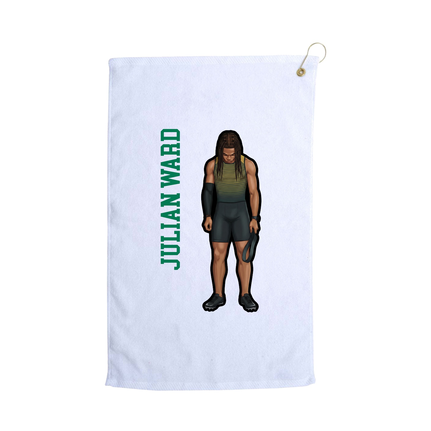 Golf Towel — Name Vertical in White