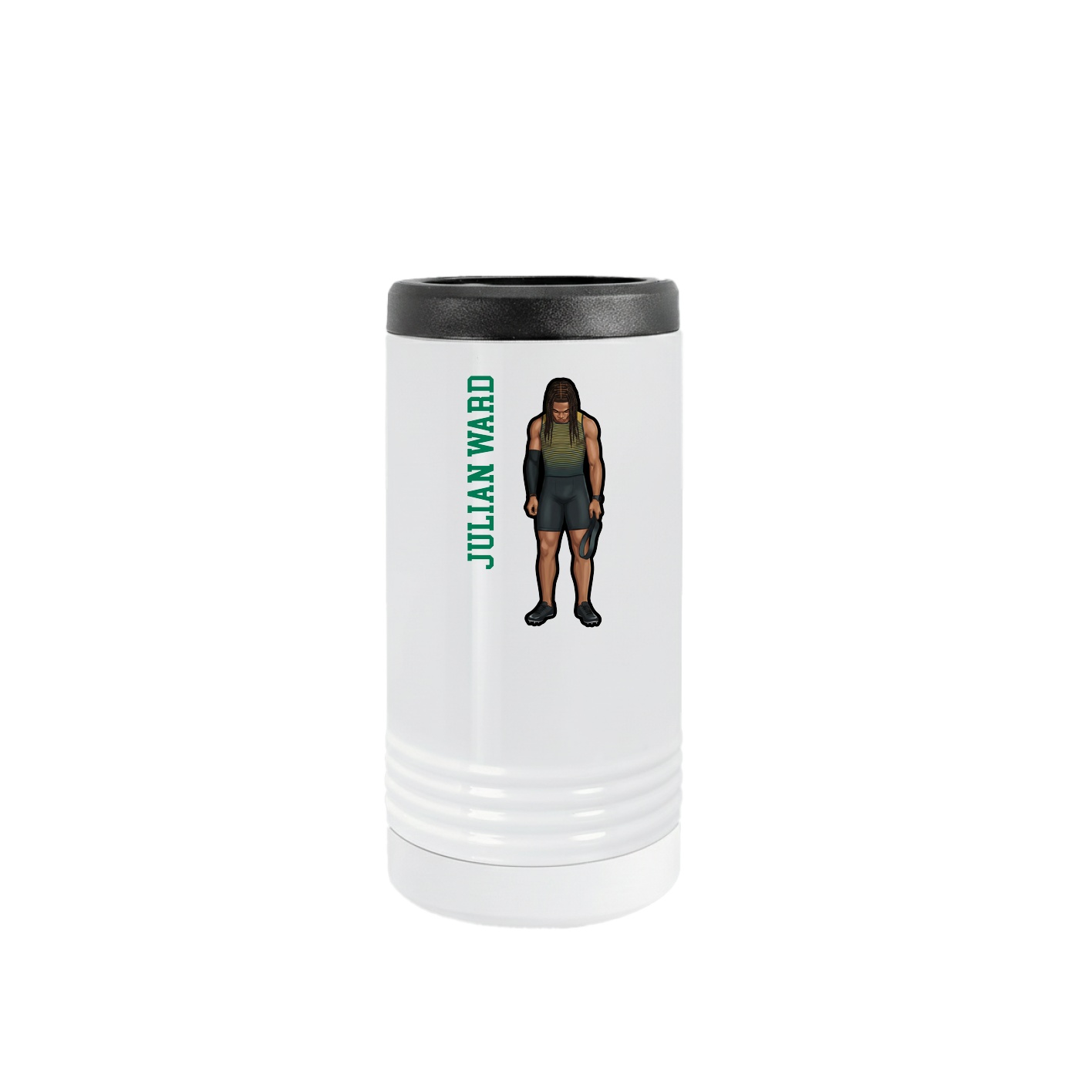 Slim Beverage Holder — Name Vertical in White