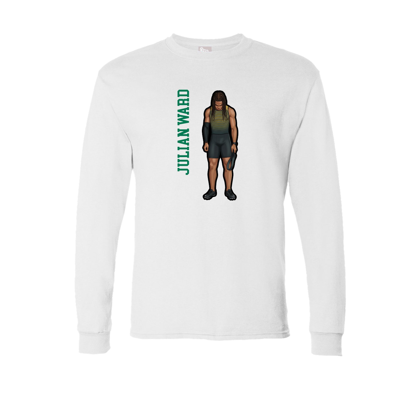Long Sleeve Tee — Name Vertical in White