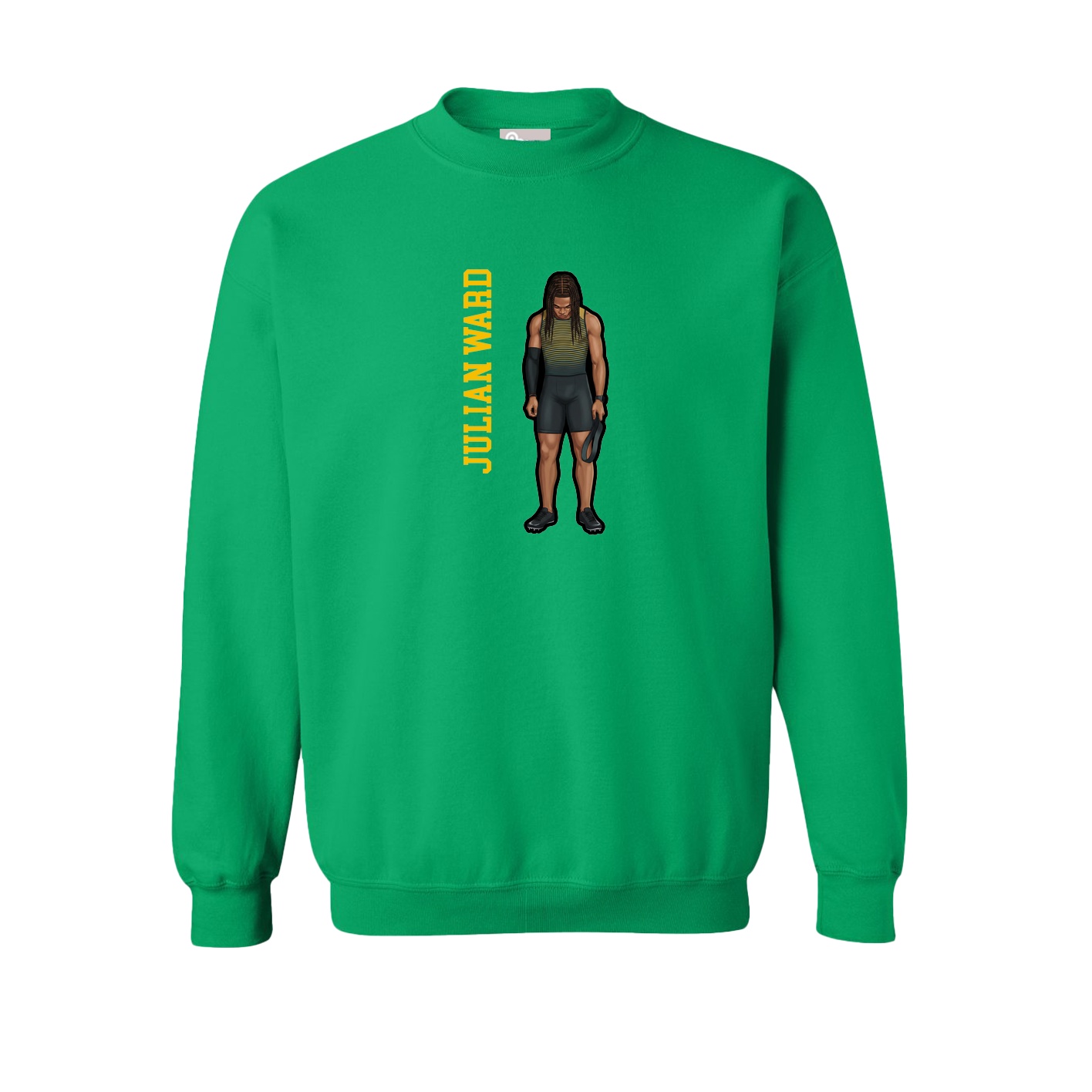 Fleece Crew — Name Vertical in Green