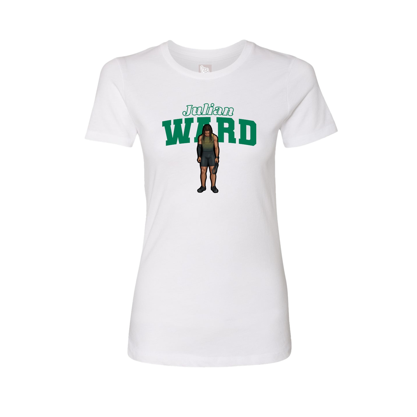 Womens Tee — Name Arch in White