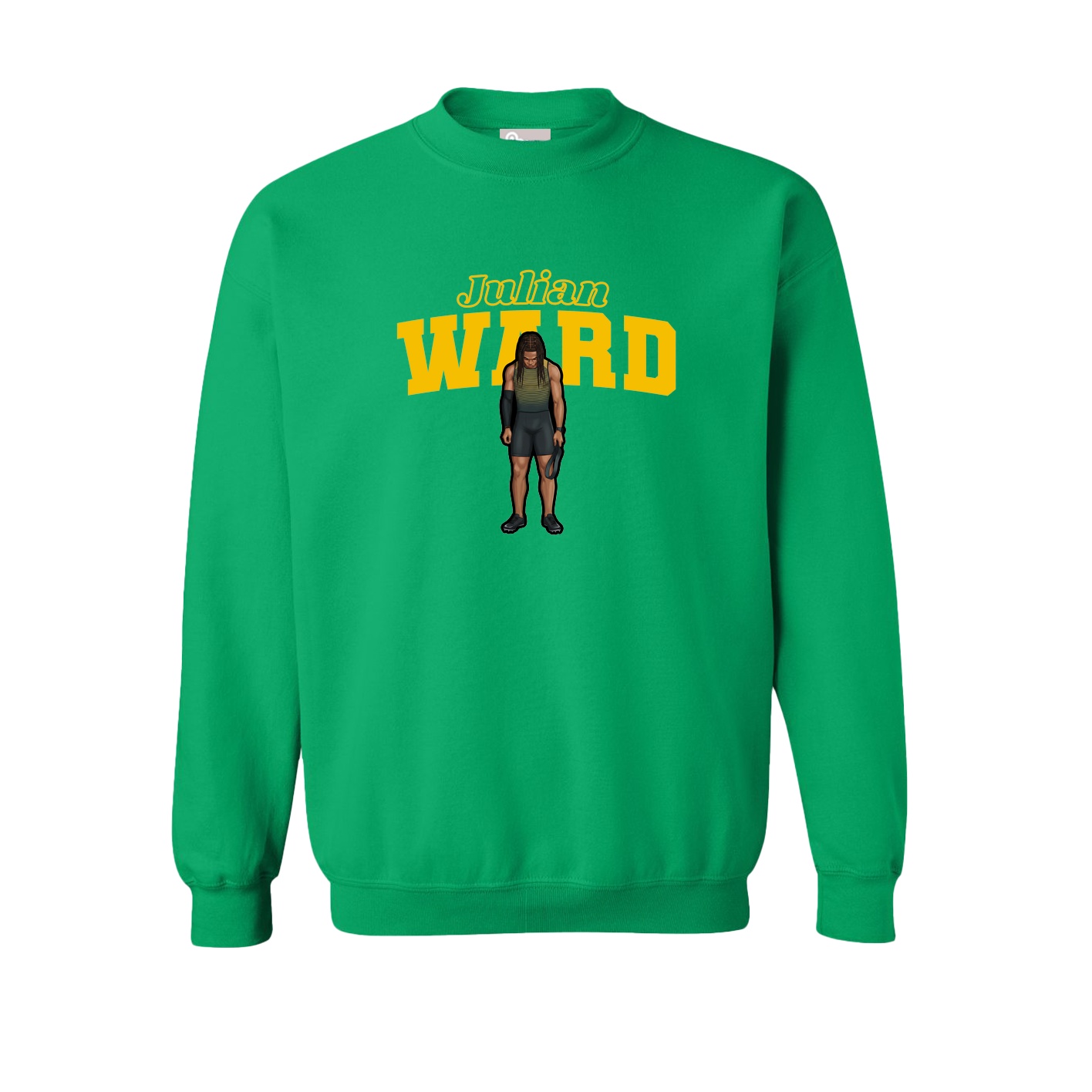 Fleece Crew — Name Arch in Green
