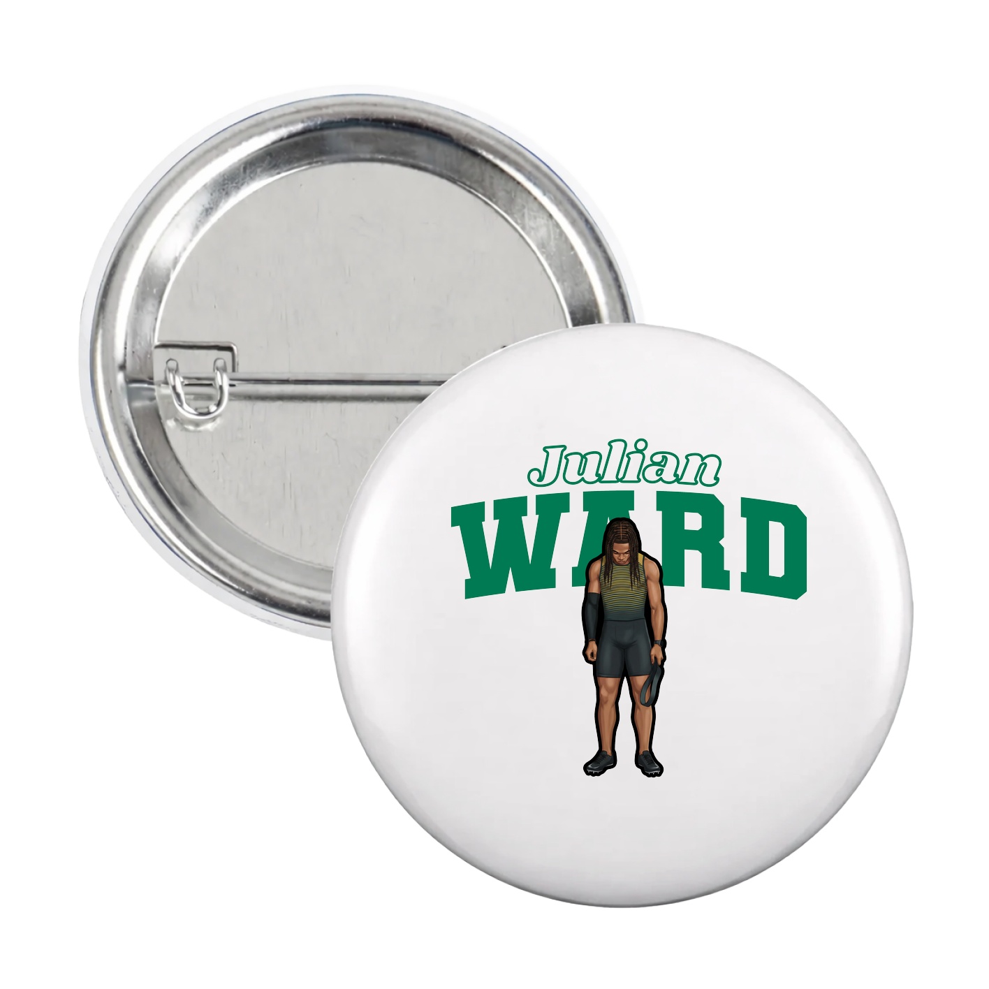 Game Day Button — Name Arch in White