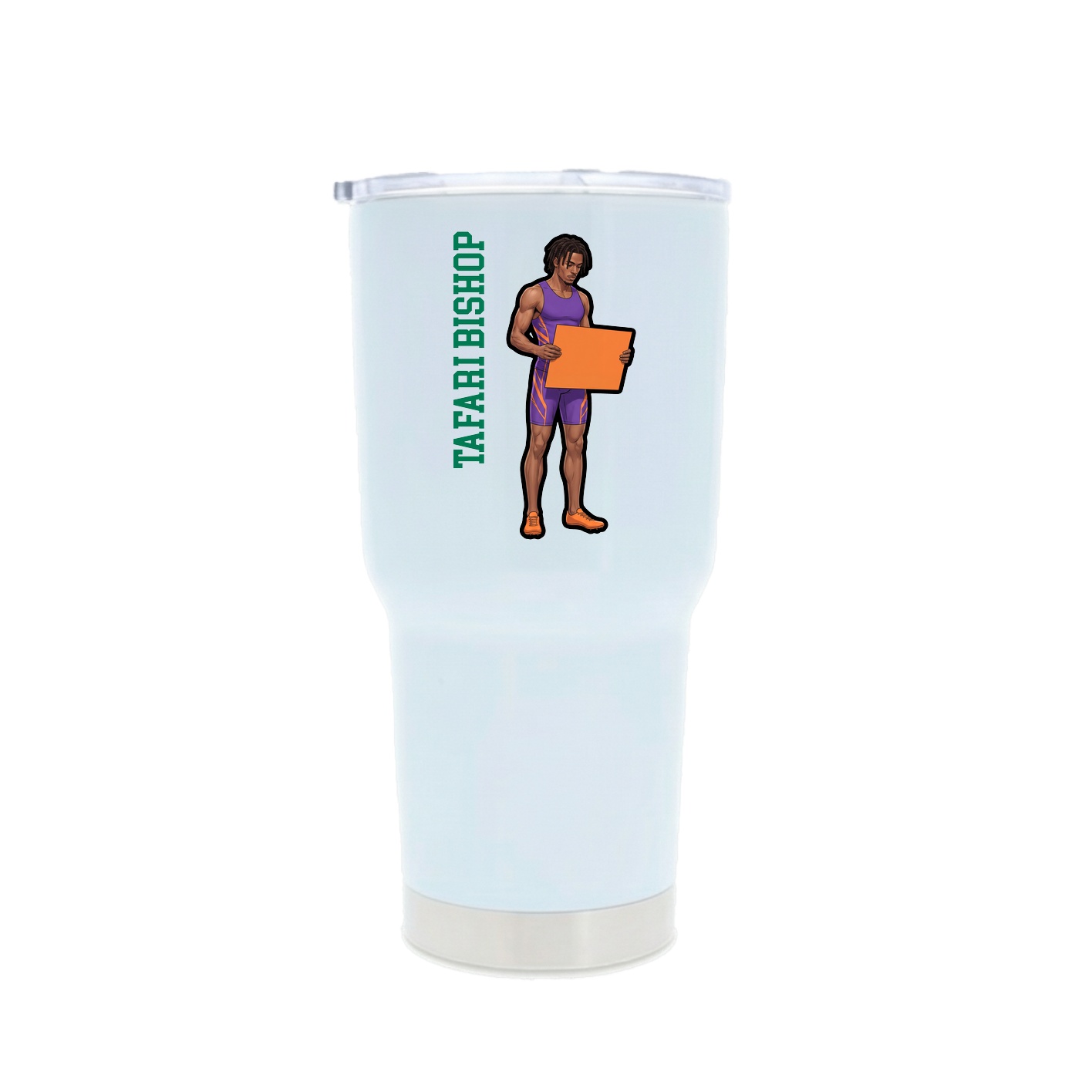 30oz Stainless Steel Tumbler — Name Vertical in White