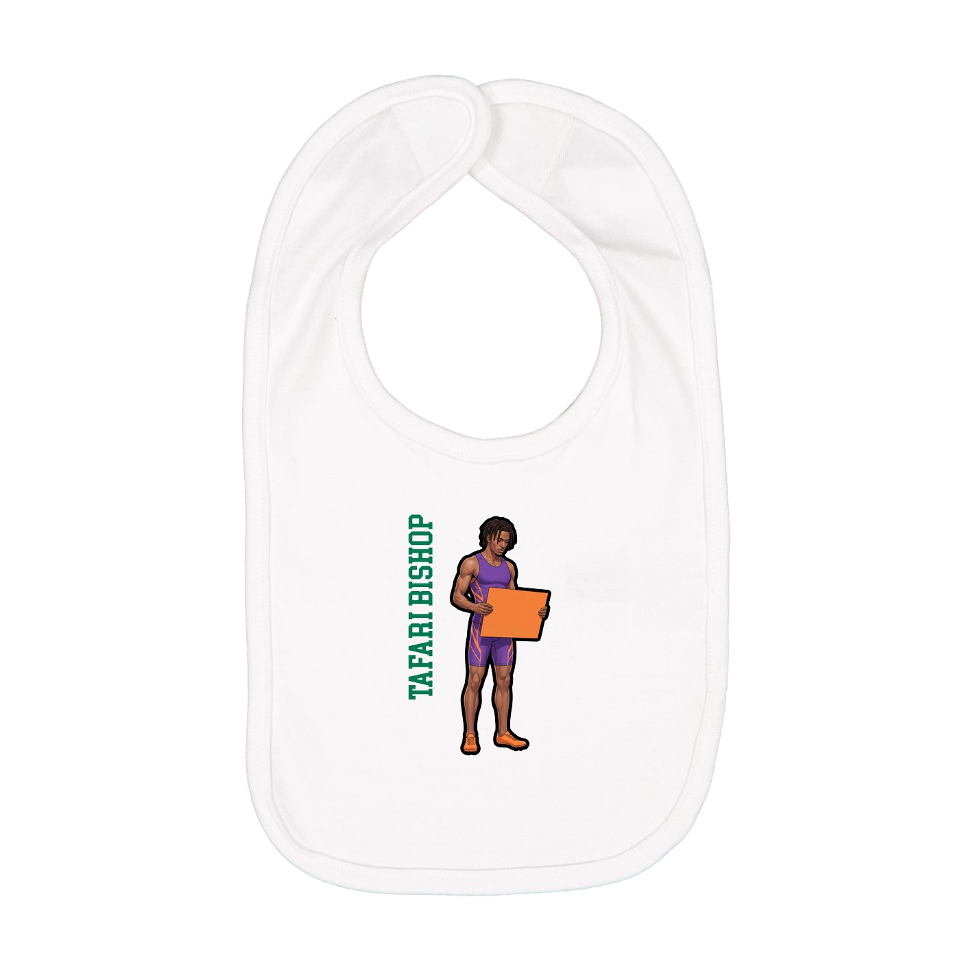 Infant Bib — Name Vertical in White