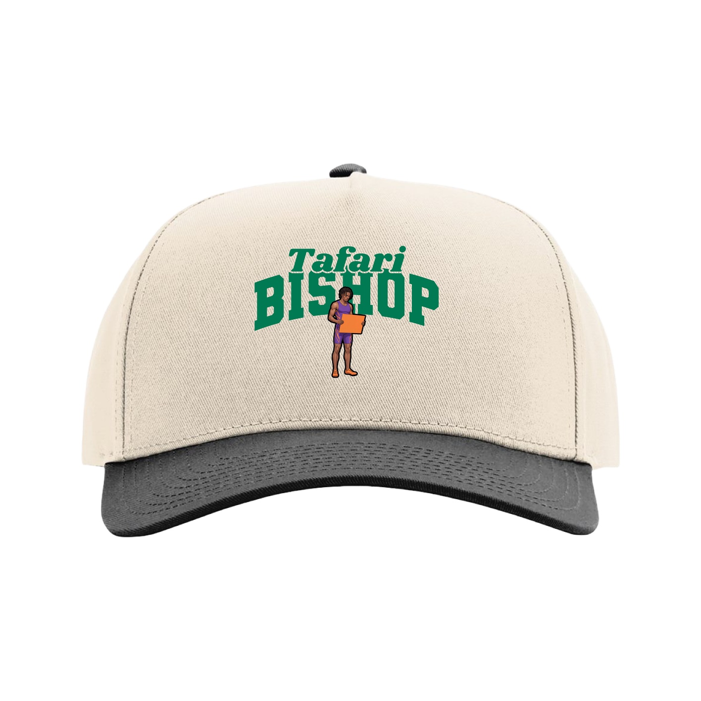 Full Fabric Five-Panel Champ Cap — Signature Arch in Cream/Black