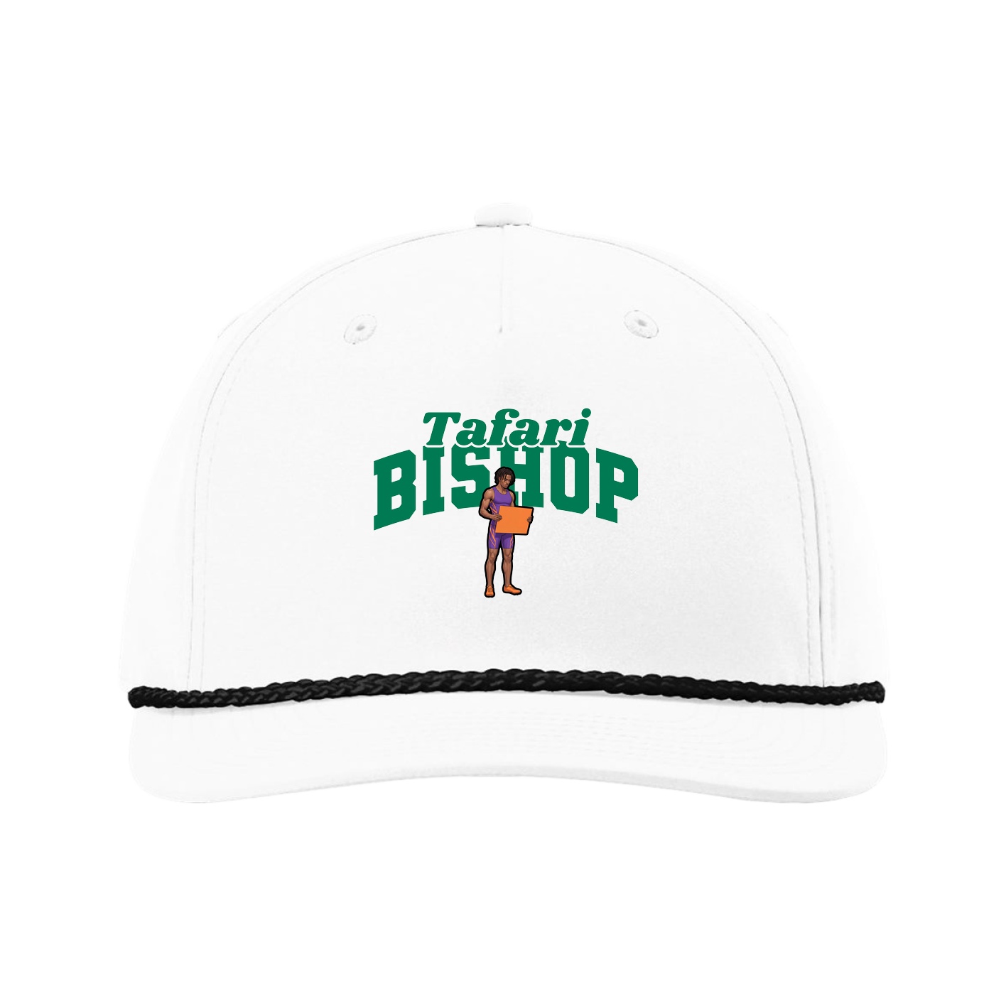 Five-Panel Classic Rope Cap — Signature Arch in White