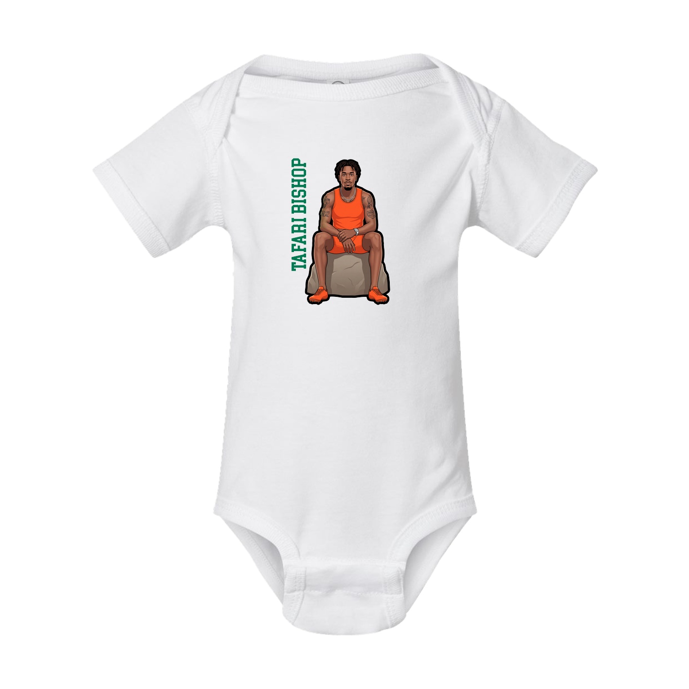 Baby Onesie — Name Vertical in White