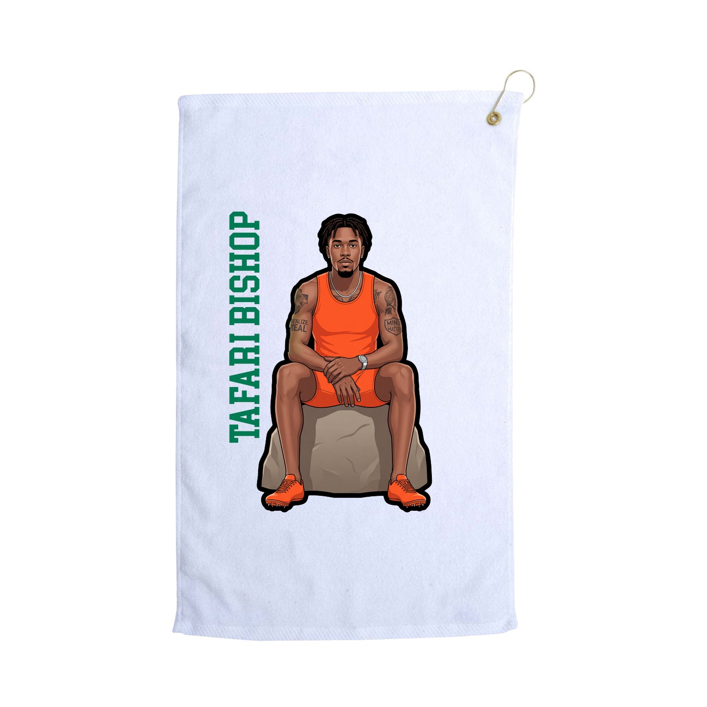 Golf Towel — Name Vertical in White