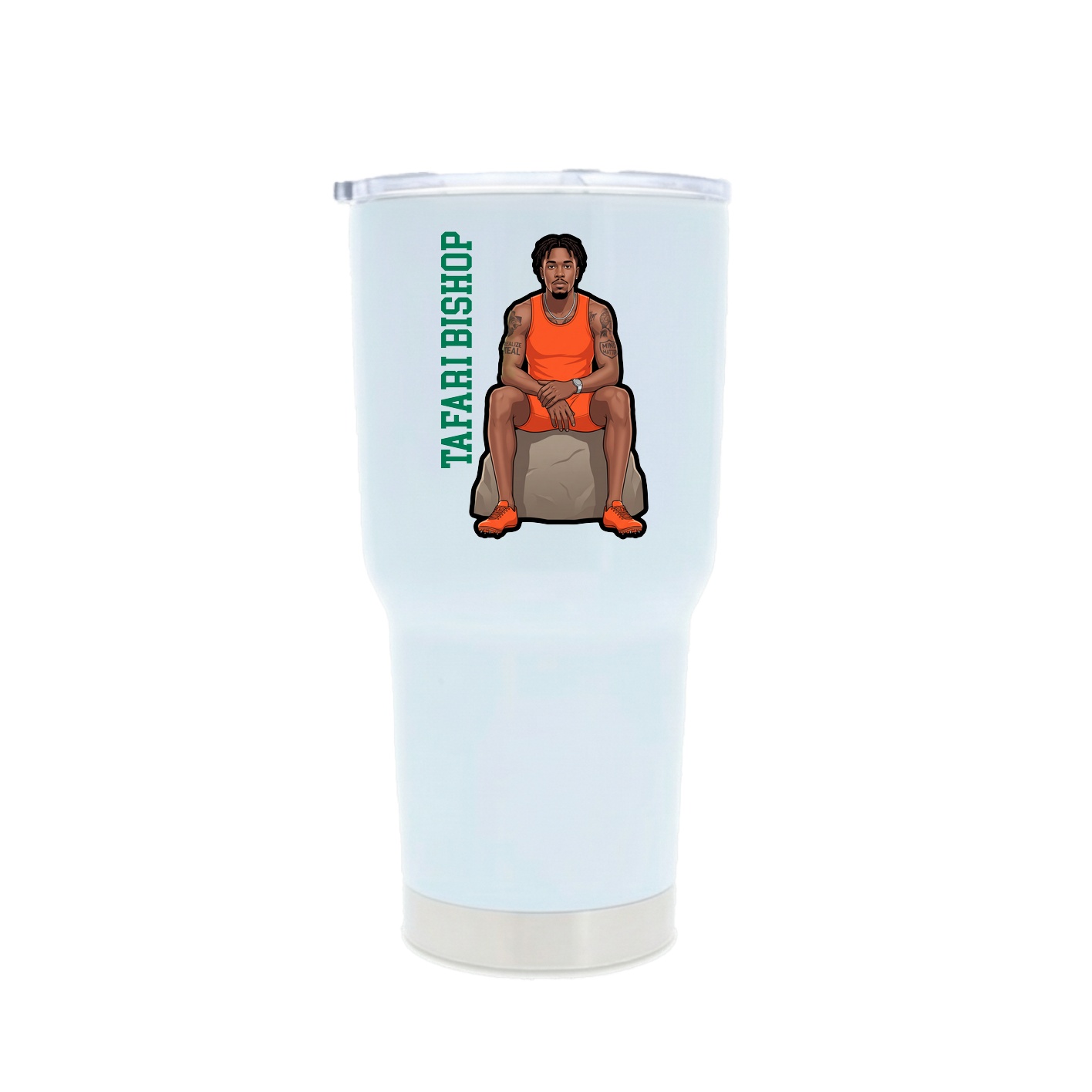 30oz Stainless Steel Tumbler — Name Vertical in White