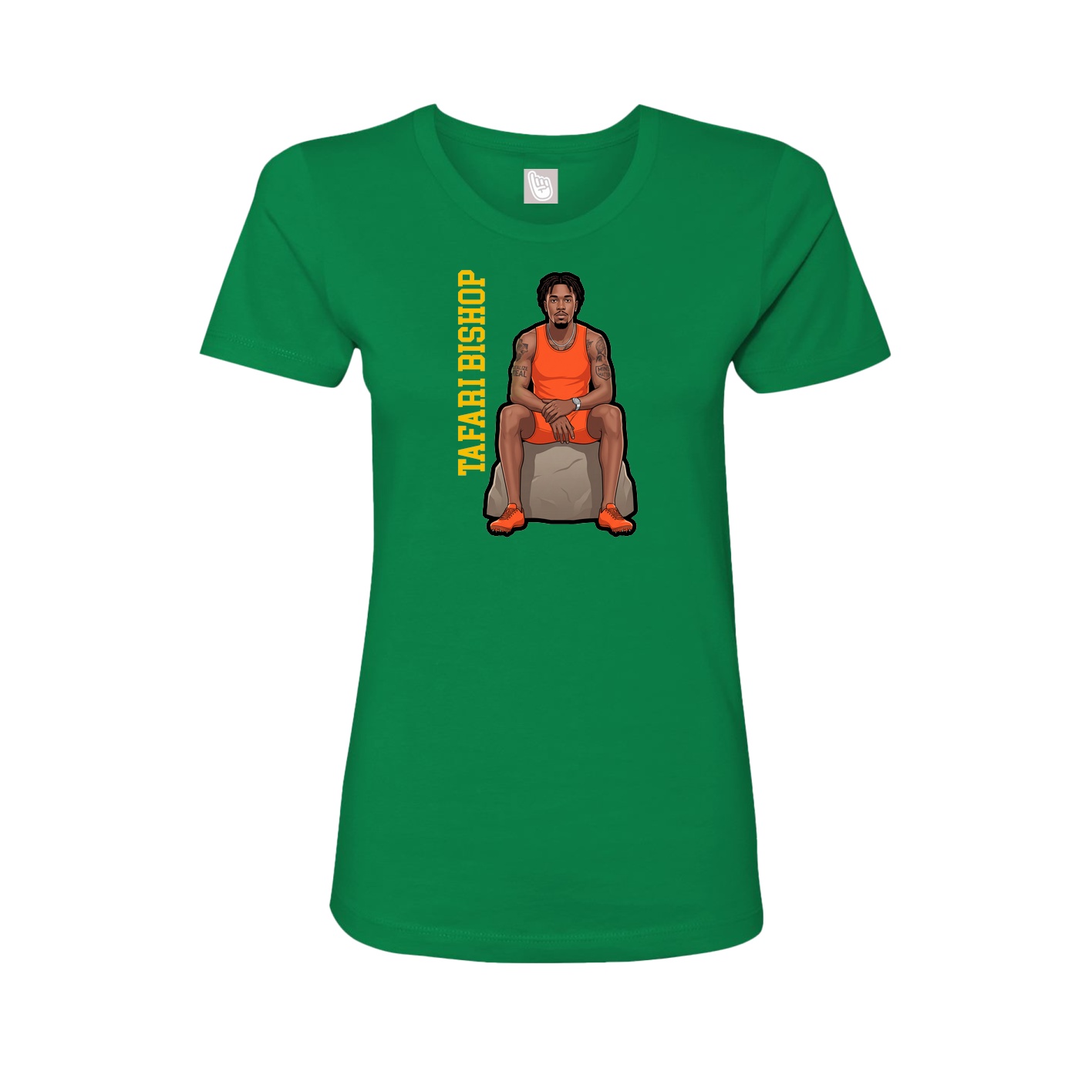 Womens Tee — Name Vertical in Green